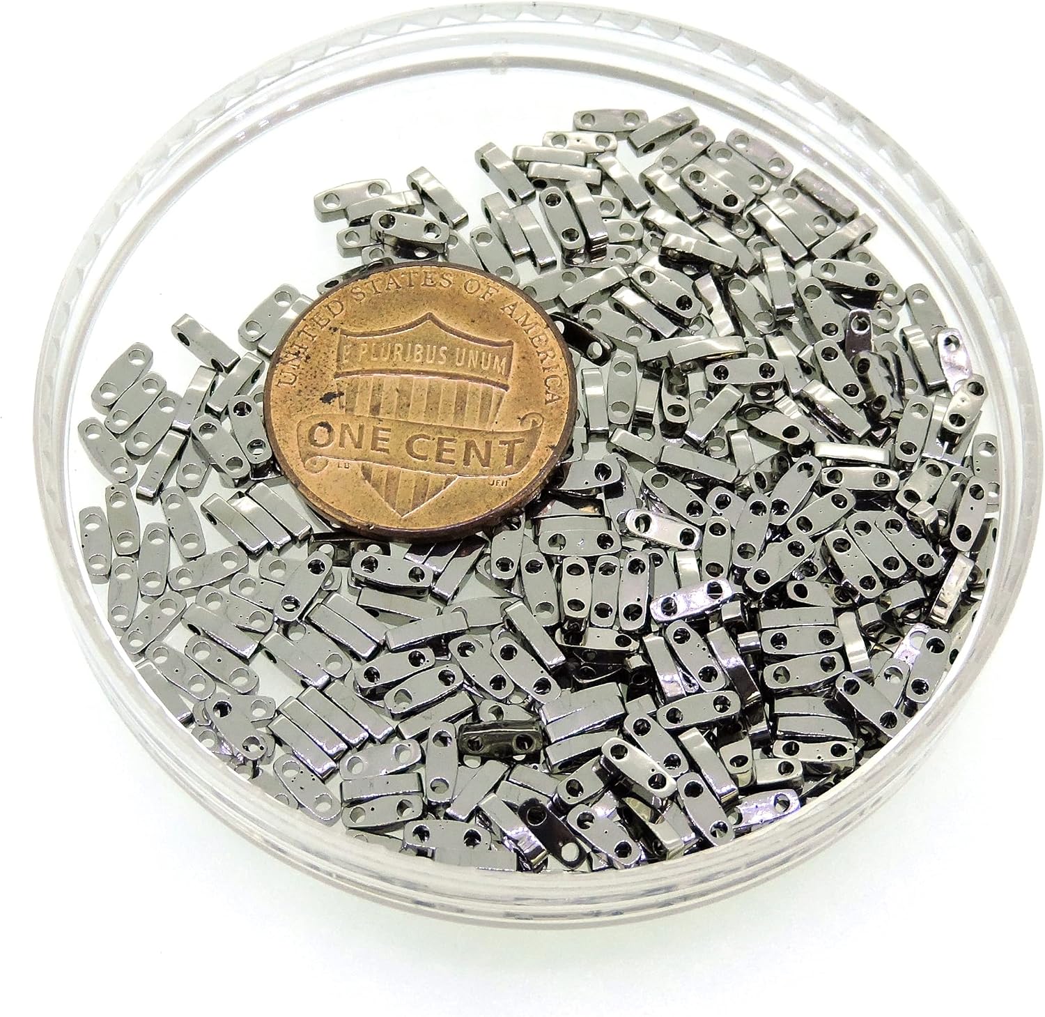 Nickel Plated Miyuki Tila Seed Beads - Quarter Cut