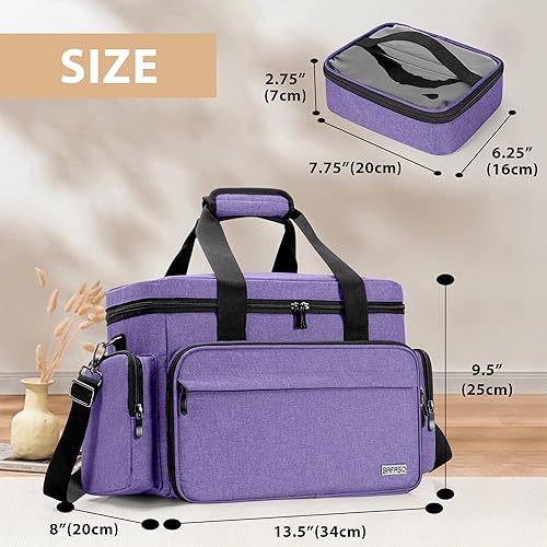 Miniatura 6 de BAFASO Bolsa de maquillaje grande con 2 bolsas extraíbles y separadores desmontables, bolsa de cosméticos multifuncional para guardar maquillaje y