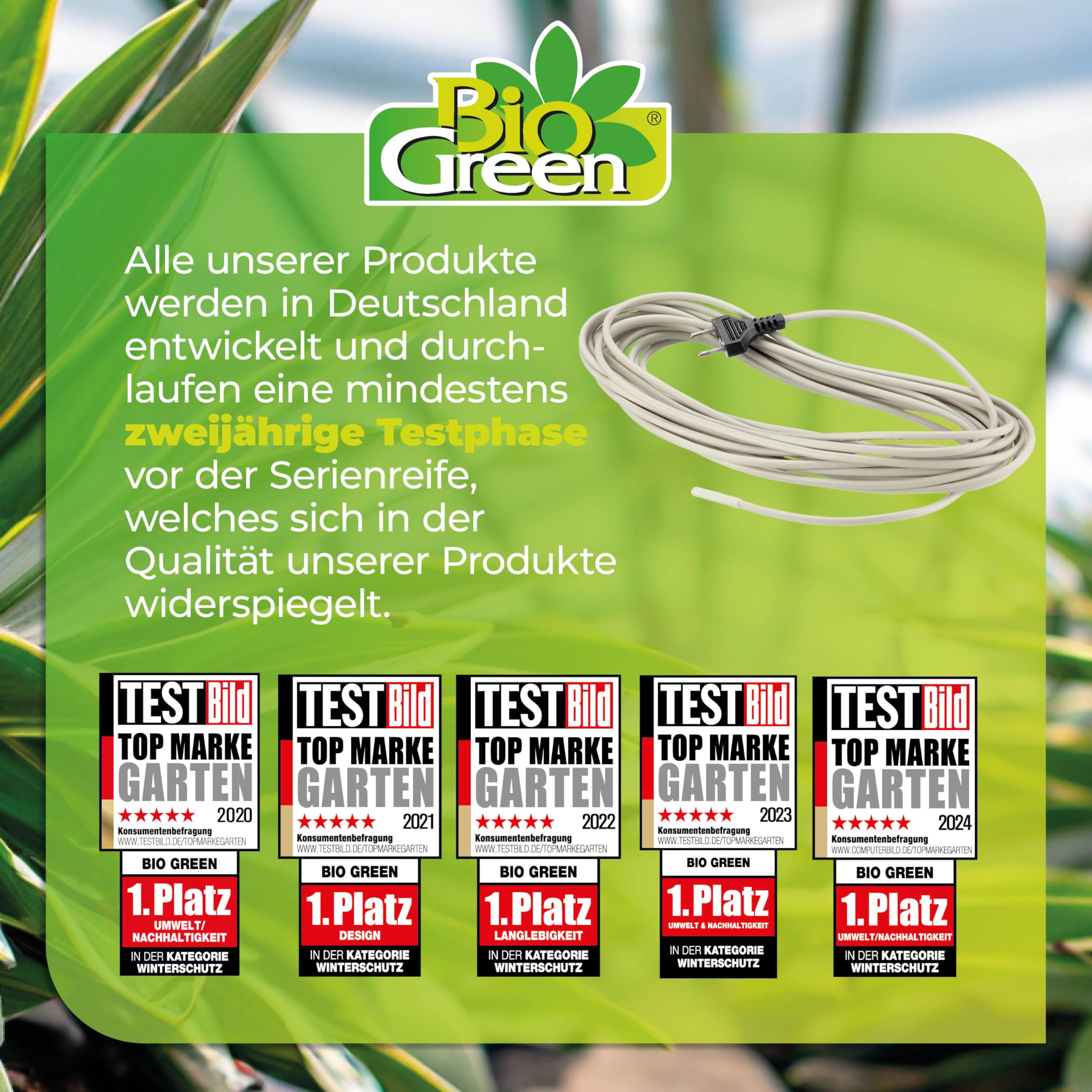 BioGreen Bodenheizkabel für die Anzucht | 10 m Heizkabel für Pflanzen | wasserdichtes Erdwärmekabel fürs Gewächshaus & Frühbeet | Wurzelheizung