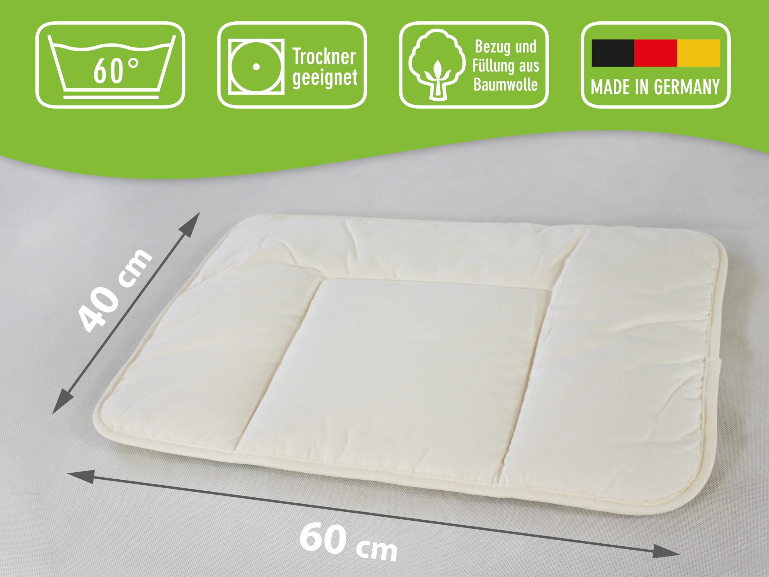 franknatur Kinderflachkissen 40x60 Bio Baumwolle Kopfkissen Nancy