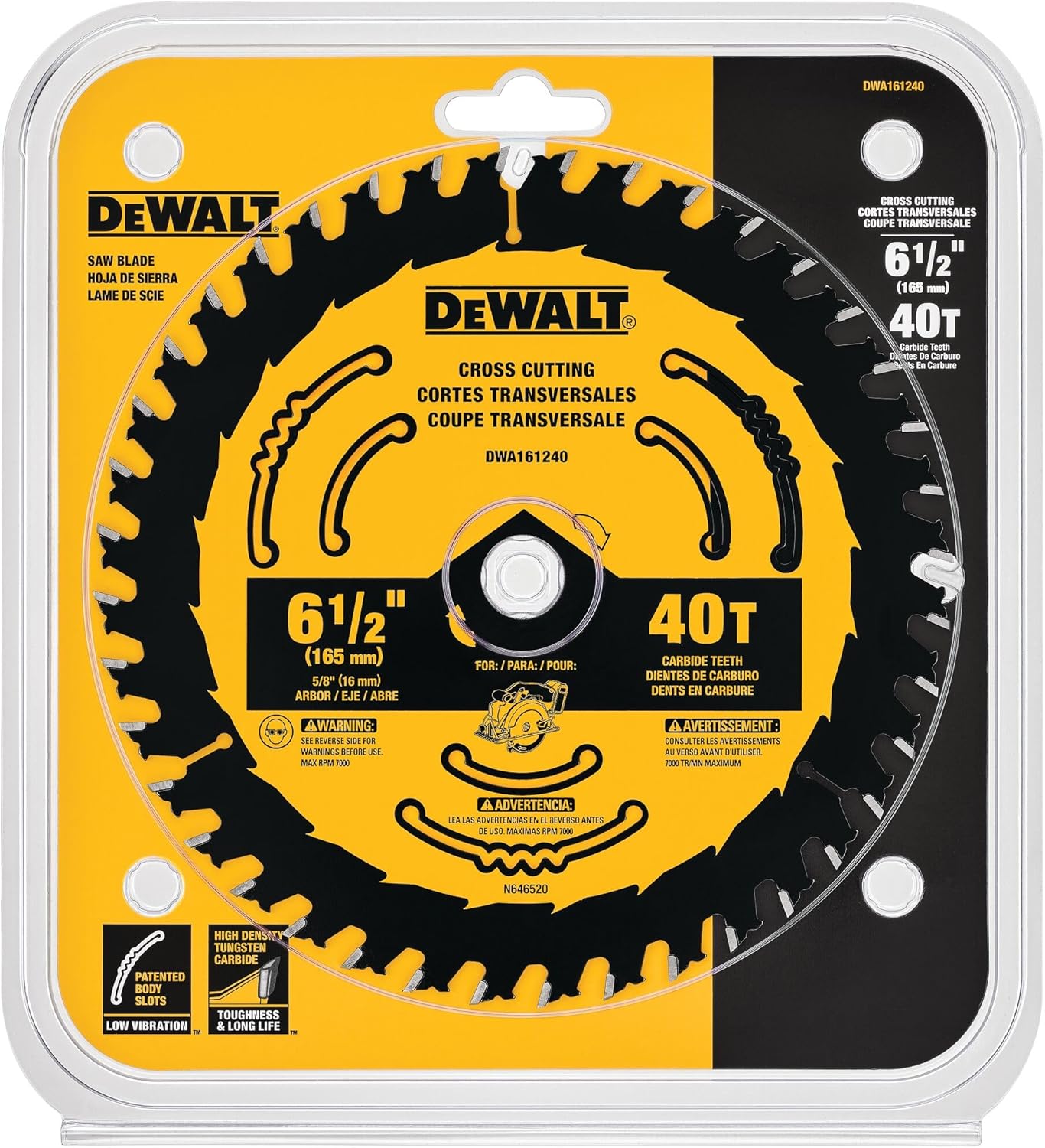 DEWALT Circular Saw Blade, 6 1/2 Inch, 40 Tooth, Framing (DWA161240)