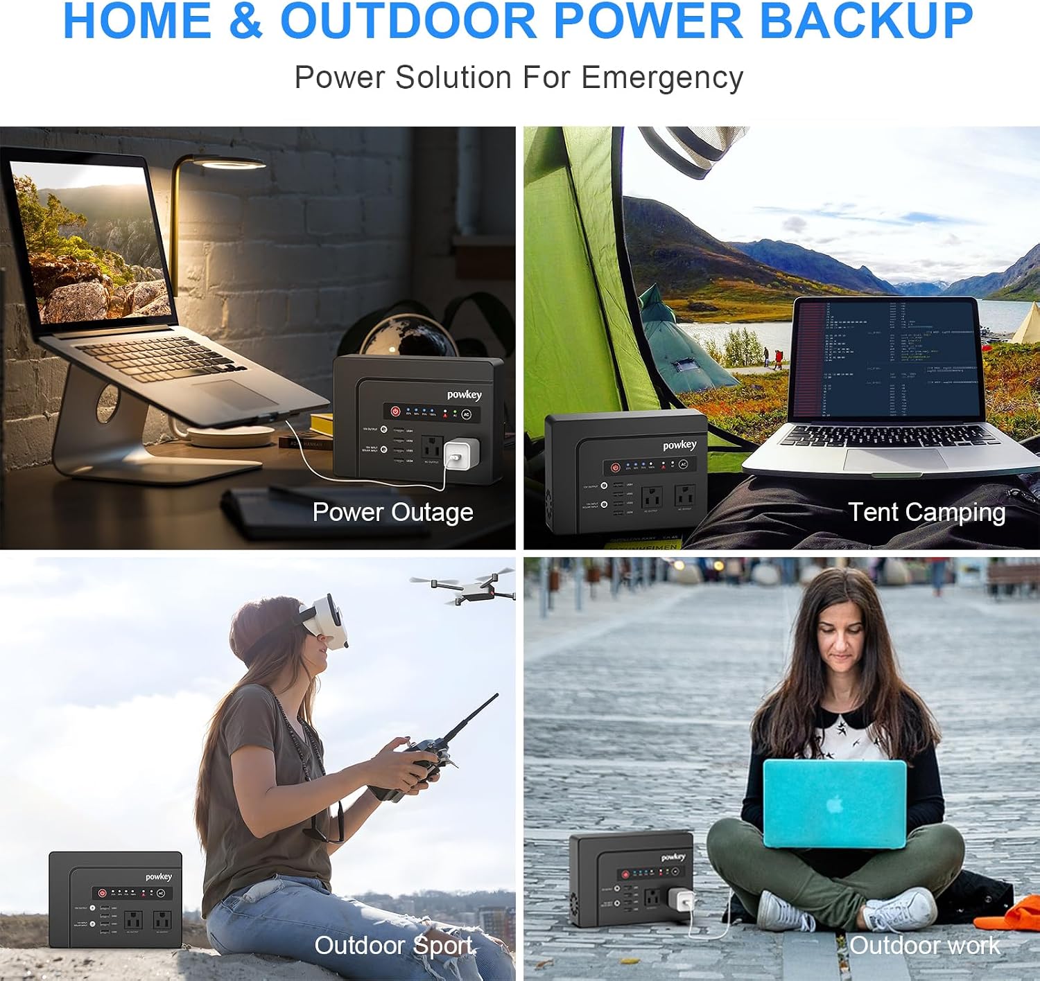 powkey 200W Portable Power Bank with AC Outlet, 146Wh Rechargeable Backup Lithium Battery, 110V Pure Sine Wave AC Outlet for Outdoor RV Trip Travel Home Office Emergency