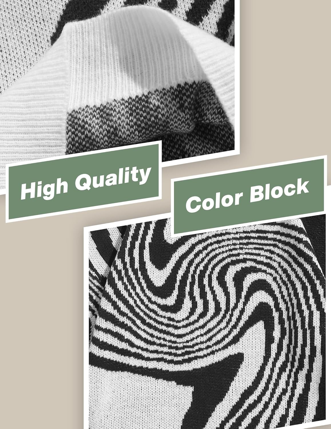 ZAFUL Mens Y2K Aesthetic Flame Graphic Casual Sweater Loose Knit Jumper Pullover Long Sleeve Crewneck Sweaters - Image 5