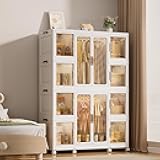 Legendstone Portable Closet Wardrobe, Foldable Clothes Organizer with 10 Cubby Storage, 2 Hanging Rods, Easy Assemble Clothing Storage with 16 Hangers, Kids Wardrobe Cabinet