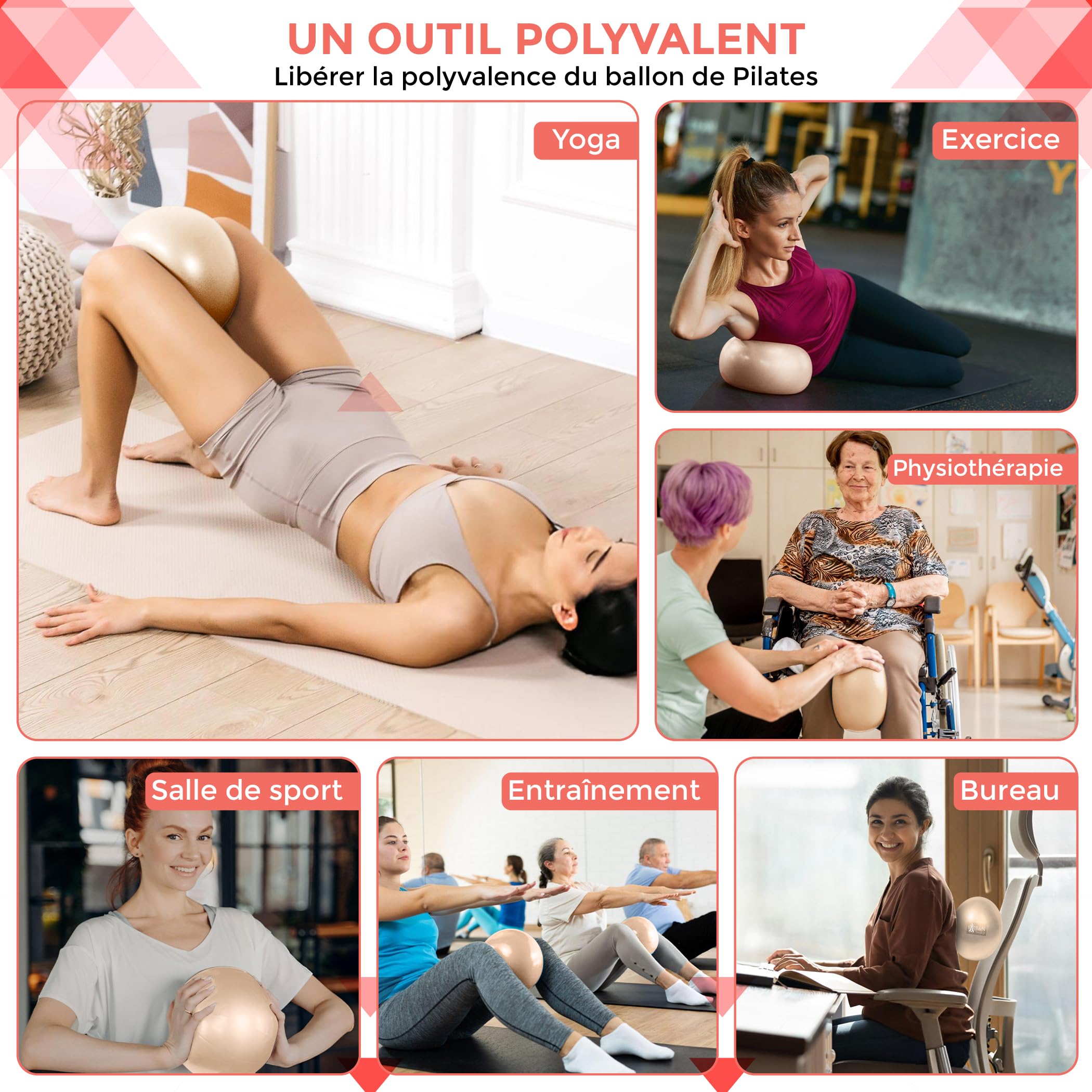 Kit Pilates Complet à Domicile - Pilates Ring, Ballon, Bandes de Résistance, Chaussettes, Guide