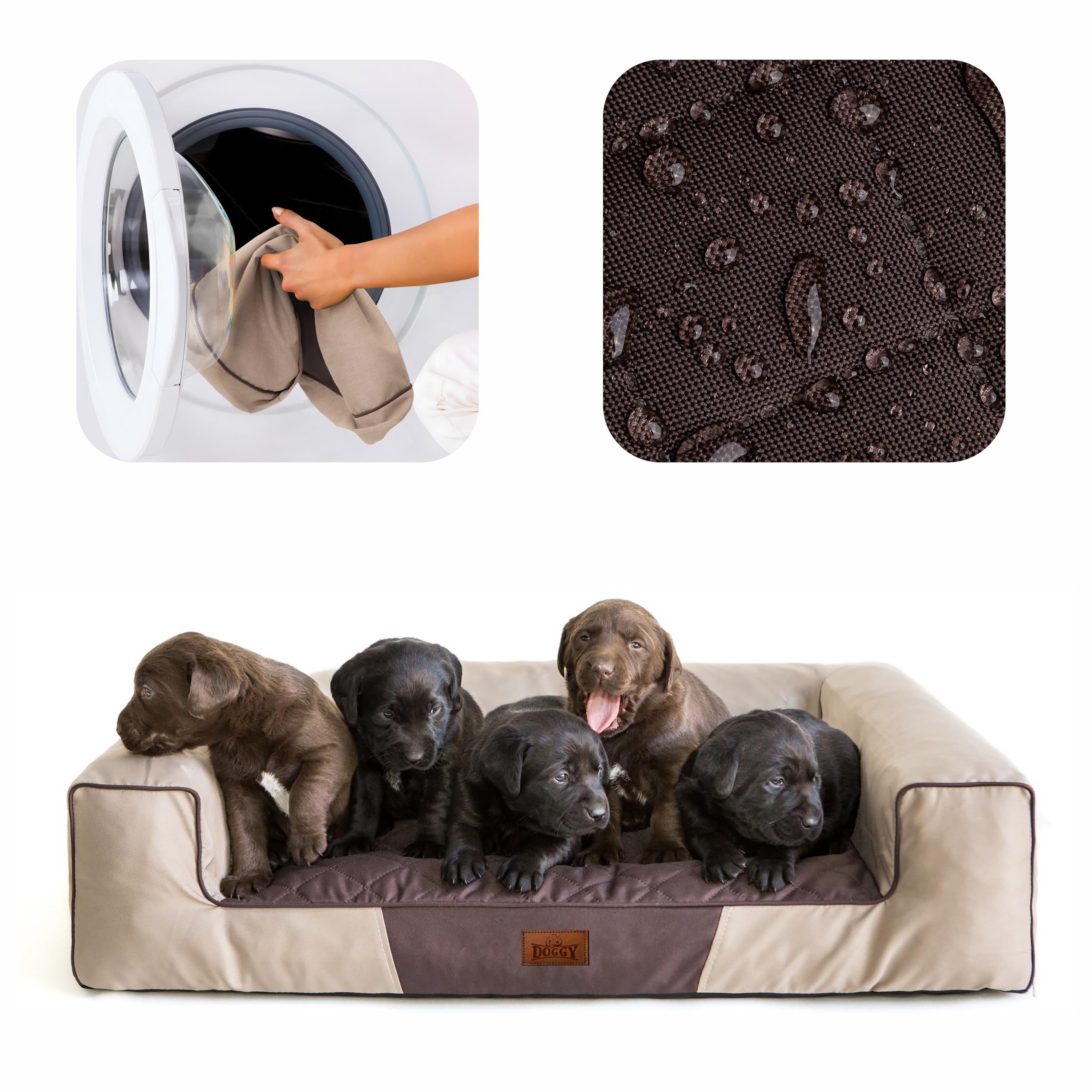 Cuccia per animali domestici, cuscino per cani, cuscino per cani, letto per cani, letto per cani, divano per cani, materasso per cani, beige con materasso marrone, L - 80 x 55 cm