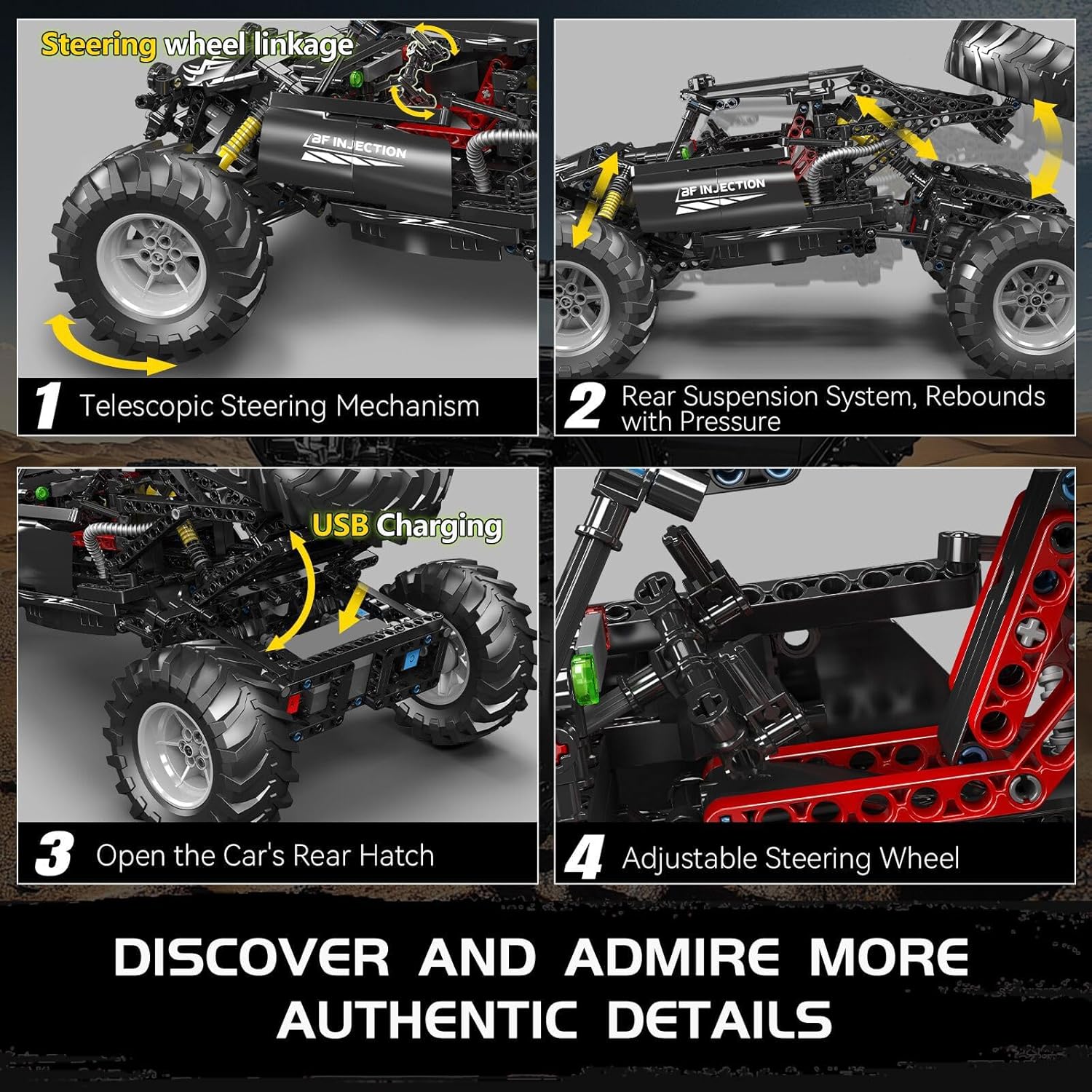Mould King Bigfoot Climbing Car Building Kit, Remote Control Buggy Off-Road Racing Car Toy Building Blocks Set for Adult (1016+ Pieces)