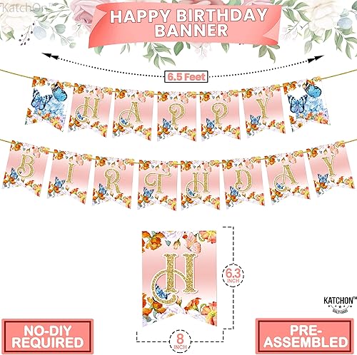 Miniatura 7 de Decoraciones de mariposa para el primer cumpleaños para niñas, globo rosa gigante de 40 pulgadas para el primer cumpleaños, pancarta de cumpleaños