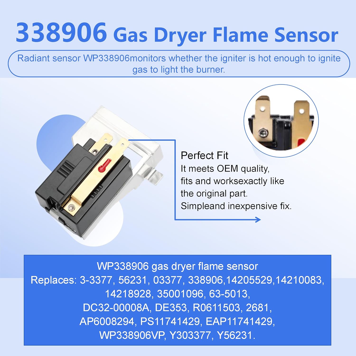  Dryer Repair Kit Contains 279311 Igniter 279834 Gas Valve Coil 338906 Flame Sensor Fit for Kenmore Whirlpool Maytag Gas Dryers thumbnail