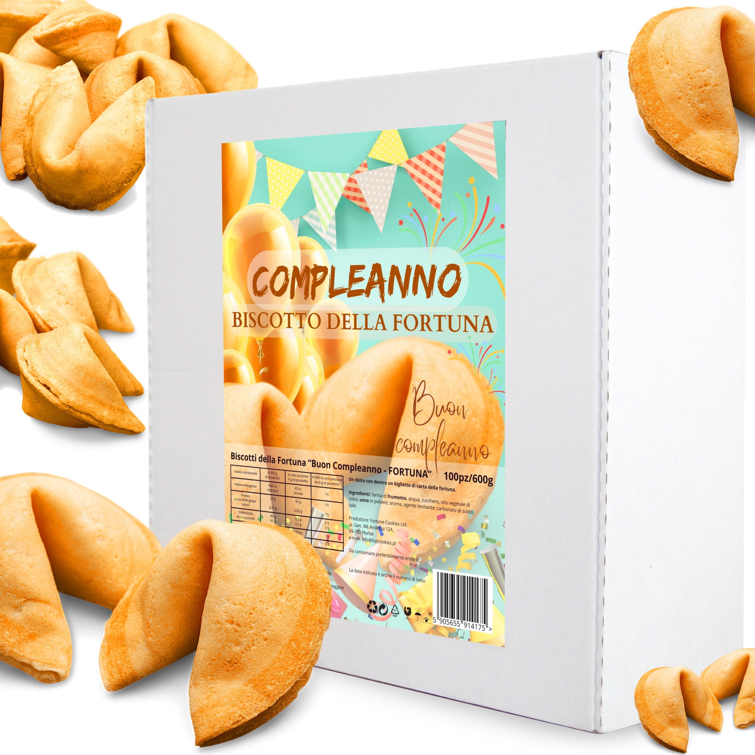 D&D Fun Cookies Biscotti della Fortuna 100 pezzi | Biscotti Compleanno | Biscotti della fortuna cinesi | Biscotti confezionati singolarmente | Biscotti fortuna | Biscotti regalo | Fortune Cookies