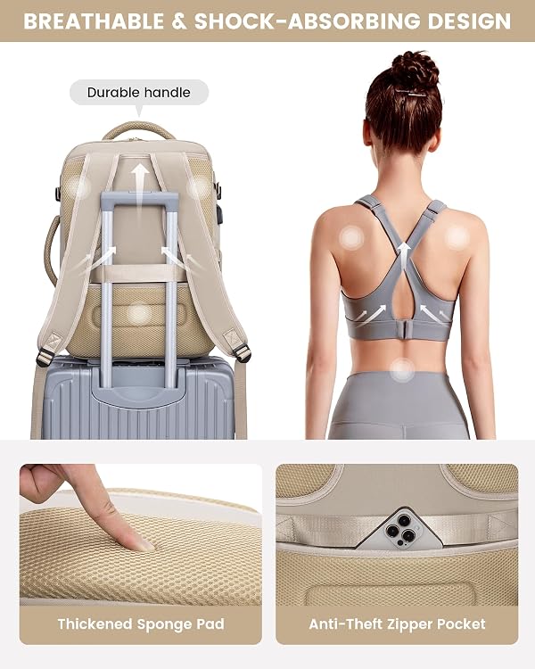 LOVEVOOK Large Travel Backpack for Women, 50L Carry on Backpack Airplane Approved, TSA Personal Item Travel Bag for Women fits 18" Laptop, Waterproof Carry on Bags for airplanes with 3 Packing Cubes by LOVEVOOK - Used condition - Image 7