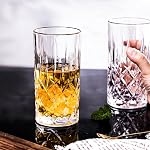 Highball Glasses Collins Tall Beverage Set of 6, 423ml Cups Glassware for Drinks, Water, Beer, Soda (Heavy Weight)