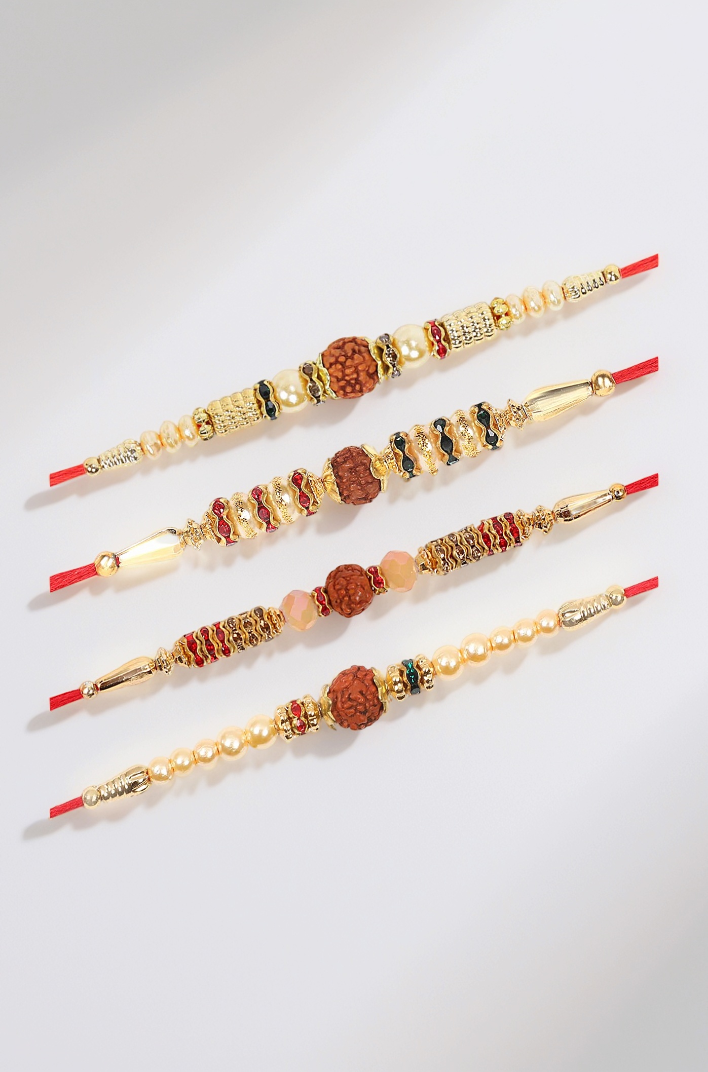 Set of Multi Colour Family Rakhi with Roli Chawal and Greeting Card (H1Q1W1Y1)