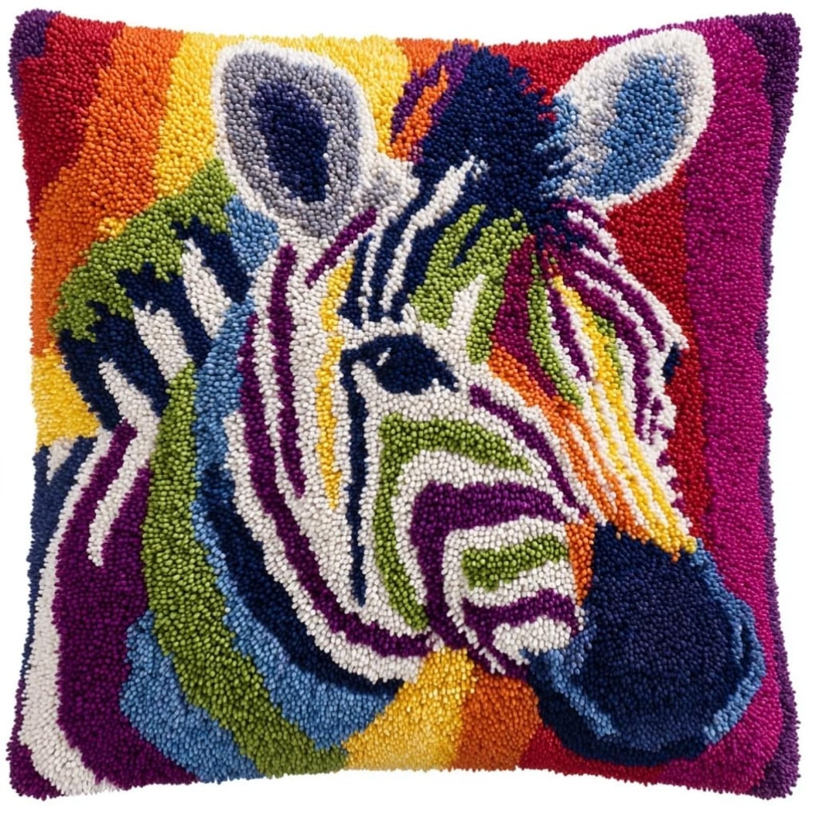 AxiangziK DIY Latch Hook Cushion Kit for Adults,Animal Zebra