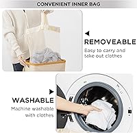 Vista 5 de HBlife 60L Slim Laundry Hamper with Lid and Removable Inner Bag, Narrow Collapsible Dirty Clothes Basket for Bathroom, Bedroom and Laundry Room