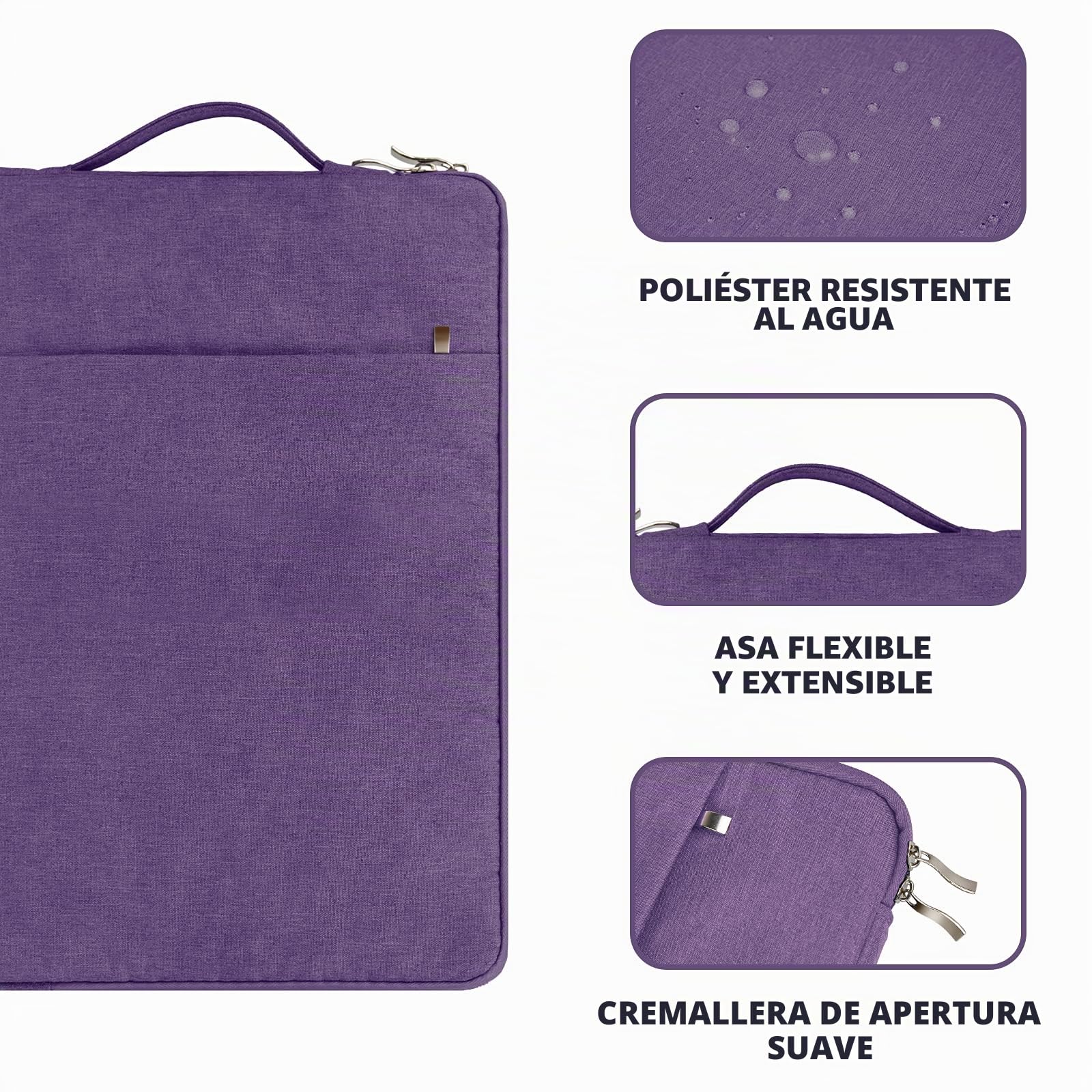 RAINYEAR 11 Pulgadas Funda Protectora para Portátil Compatible con 11 MacBook Chromebook Surface Tablet Dell HP Asus Laptop Ordenador Portátiles Bolsa con Asa y Bolsillo Delantero,Morado
