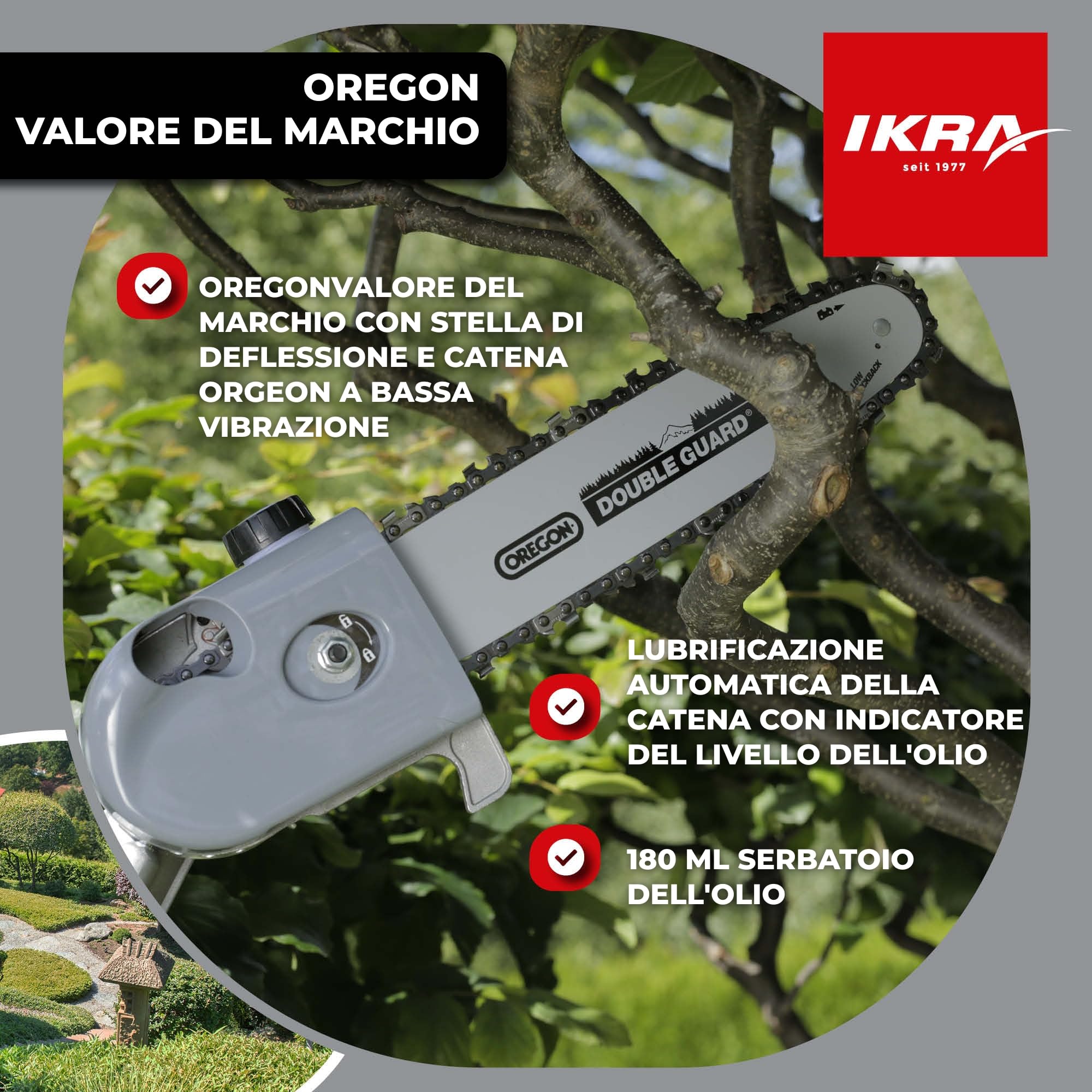 IKRA Multitool IBKH 33-1 a benzina 4in1 utensile multifunzione da giardino incl. scudo protettivo e lima per catena