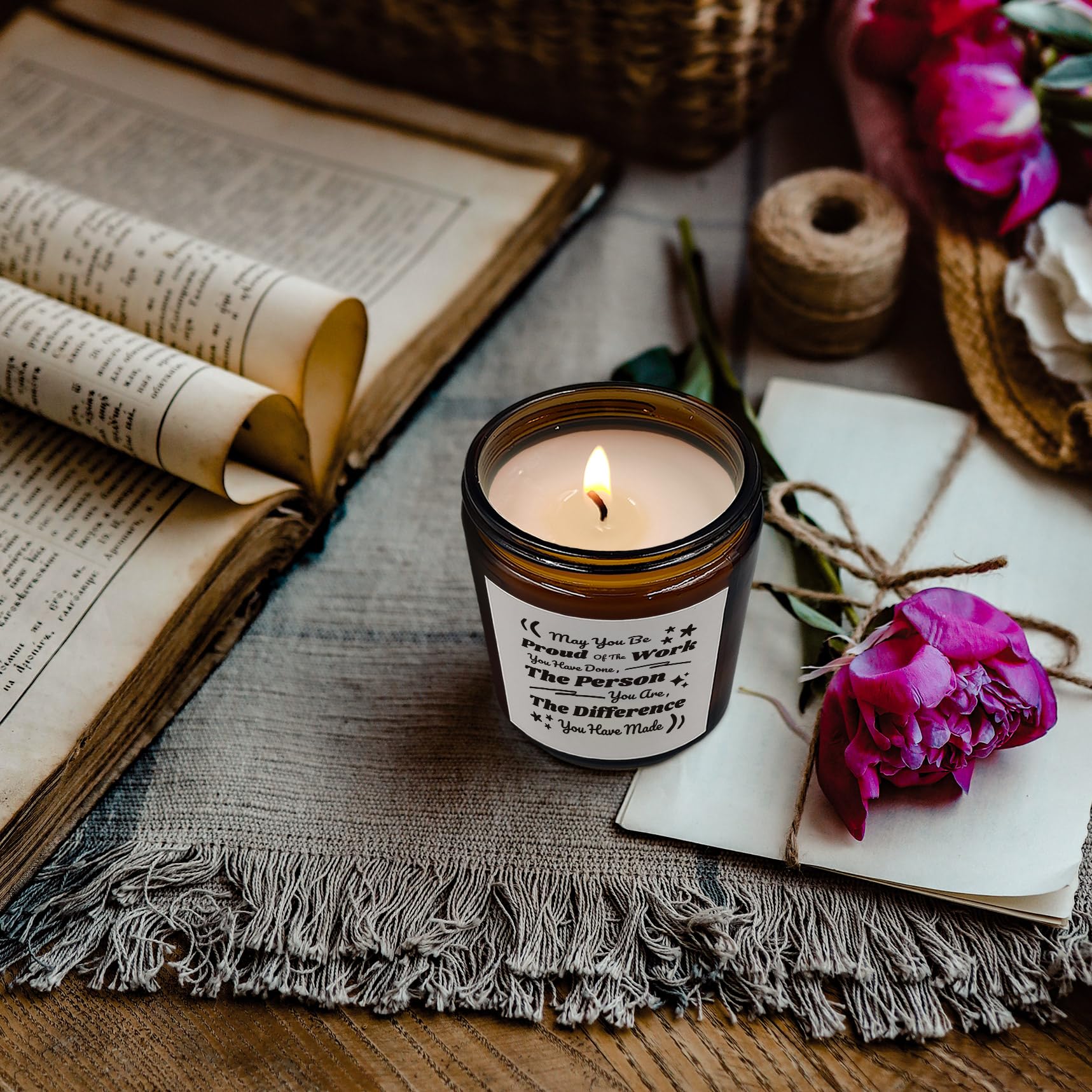 PUHEI May You Be Proud of The Work You Do Candle, Farewell Gifts for Coworkers, Leaving Gifts for Coworker Teacher Boss Best Friend, Retirement Candle Soy Scented Jar Candles