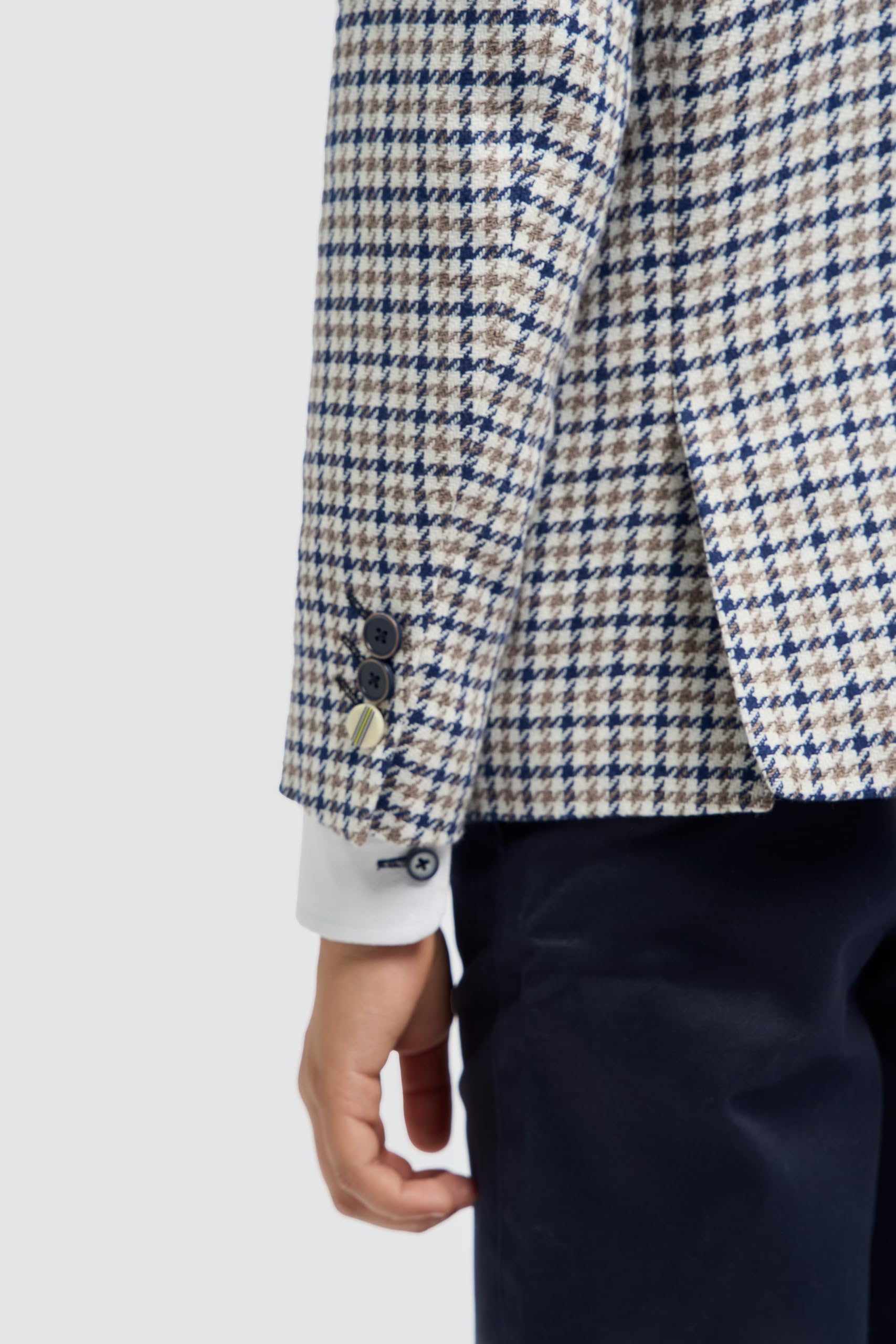 SIRRI Blazer Pied de Poule Beige Vintage da Uomo e da Ragazzo, Giacca Sportiva retrò Slim Fit in Misto Cotone