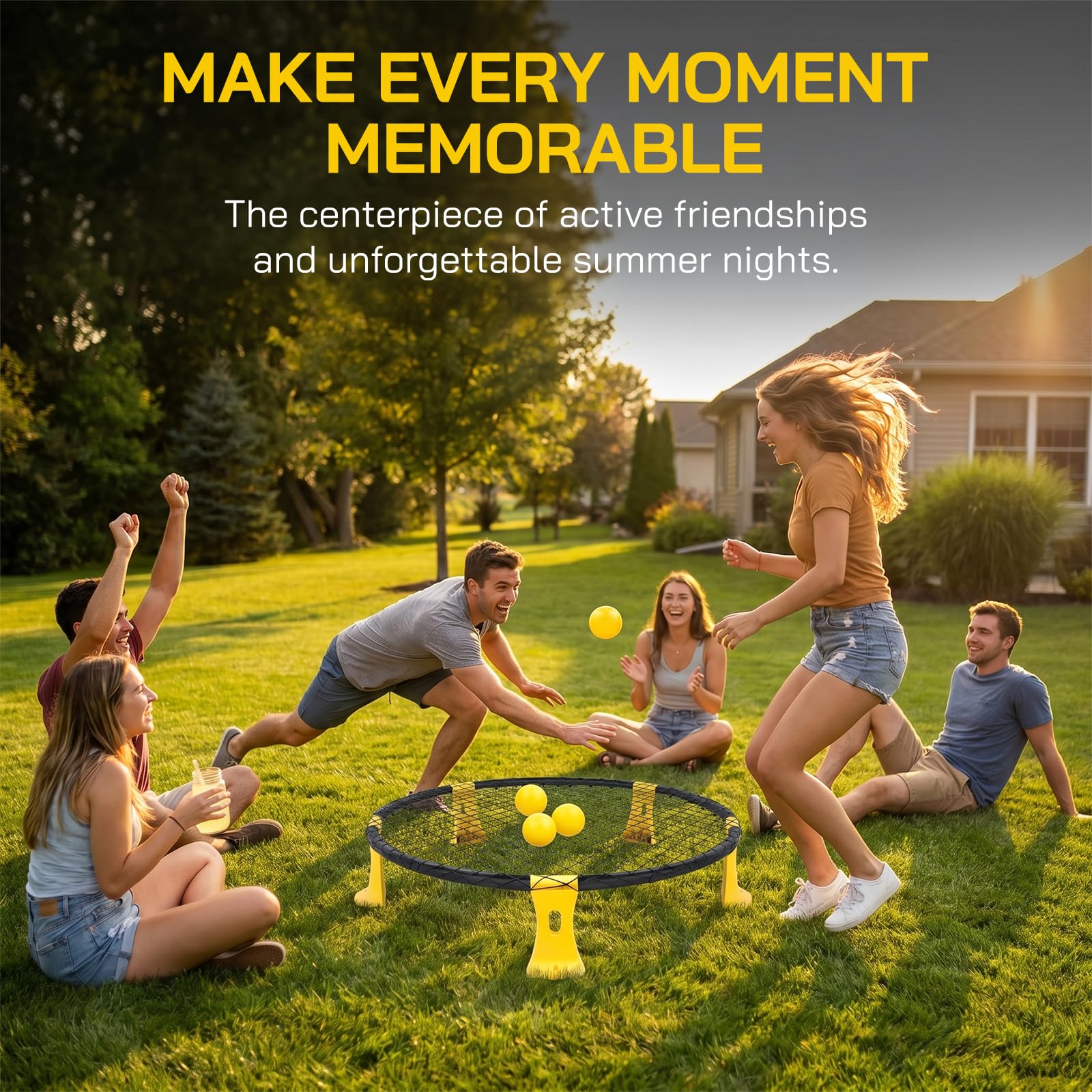 Set da Gioco Roundnet, Set Include Palle, reti, Borsa, Pompa a Sfera e Regole –Divertimento in Giardino e in Spiaggia