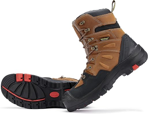 ROCKROOSTER Mens 8" Waterproof Work Boots for Landscaping, Maintenance, Transportation and Utilities, Composite Toe, EH AK869