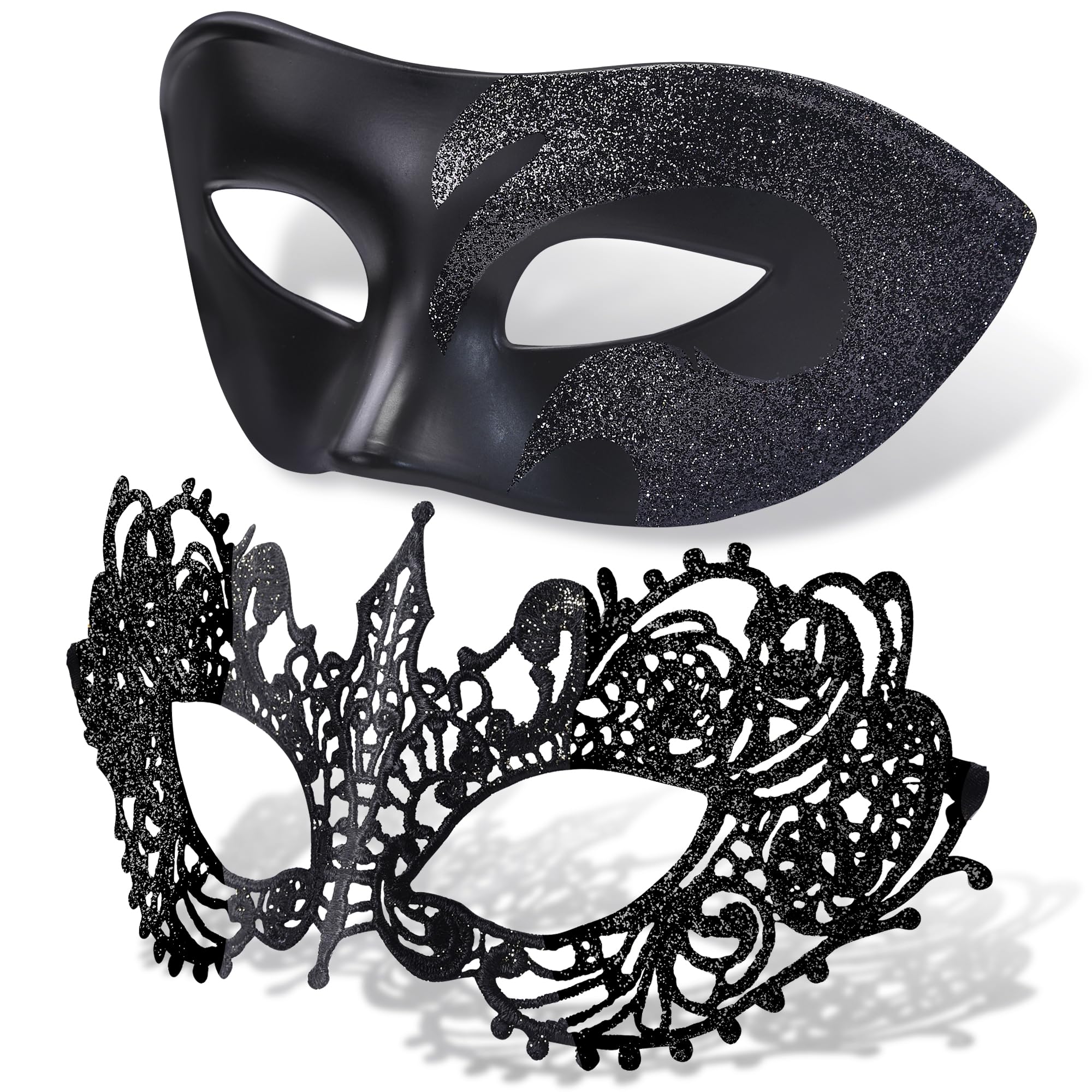 SIQUK 2 Pièces Masque Vénitien Couple Masque de Mascarade Bal Masqué Vénitien pour Les Yeux pour Halloween Mascarade Carnaval