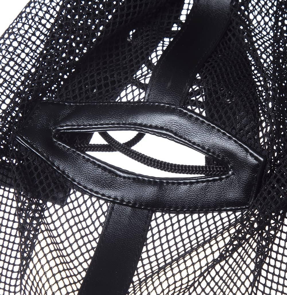 Mesh See Through Masquerade Mask Adjustable Breathable Leather Head Full Face Mask for Costume Halloween Party Hood Mask