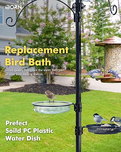 Miniatura 2 de iBorn Estación de comederos para pájaros, bandeja de agua y anillo para estación de soporte de poste de 1 pulgada, accesorio al aire libre para