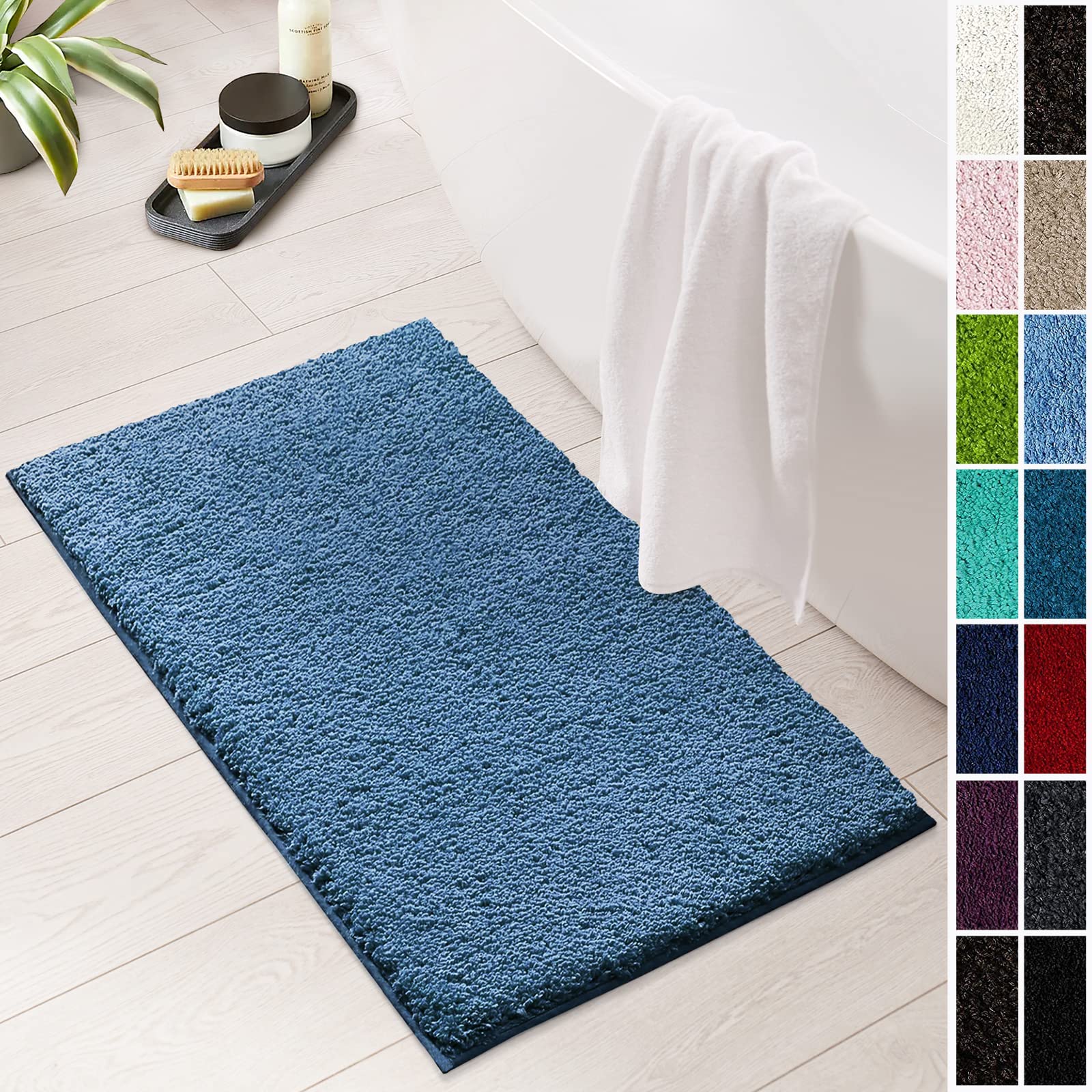 Floordirekt Sky Soft - Alfombrilla de baño (rectangular, redonda, extraesponjosa, antideslizante y de secado rápido, muchos colores y tamaños (70 x 120 cm, azul claro)