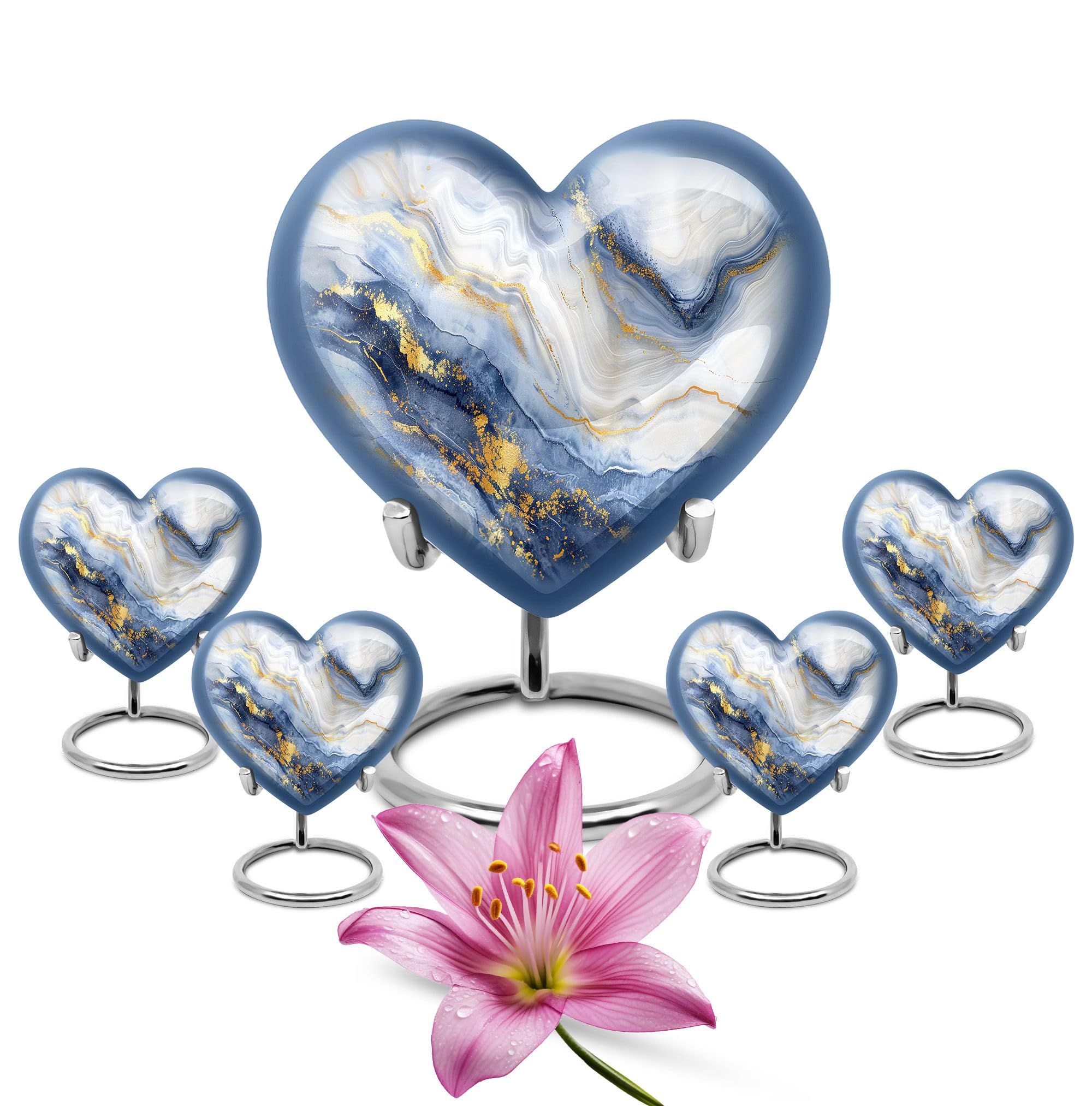 YATHABHISA Blue Marble Urns For Human Ashes Adult Female, heart Urns For Human Ashes, Burial Urns For Adult Human Ashes, Urn For Ashes For Women, Cremation Urns For Human Ashes, Funeral Urns For Ashes โ image 1
