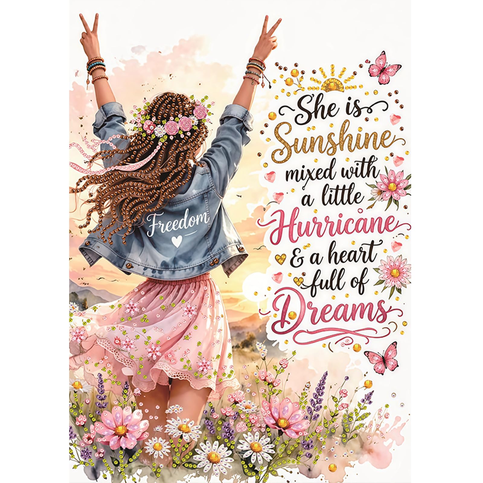 POETRYDRAW Sunshine Girl Quote Art Special Shaped 5D DIY Partial Drill Diamond Art Painting Kits for Adults Beginners Home Decor Diamond Art Paintings Diamonds Paintings Gem Art 13.78x17.72inch