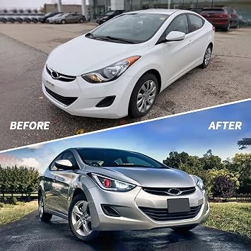 VLAND LED Headlights Compatible with Hyundai Elantra 2012-2015& Elantra Coupe 2013 2014(Not for Hybrid) w/Demon Eyes, Need D2H/ D2S Bulbs(NOT included)