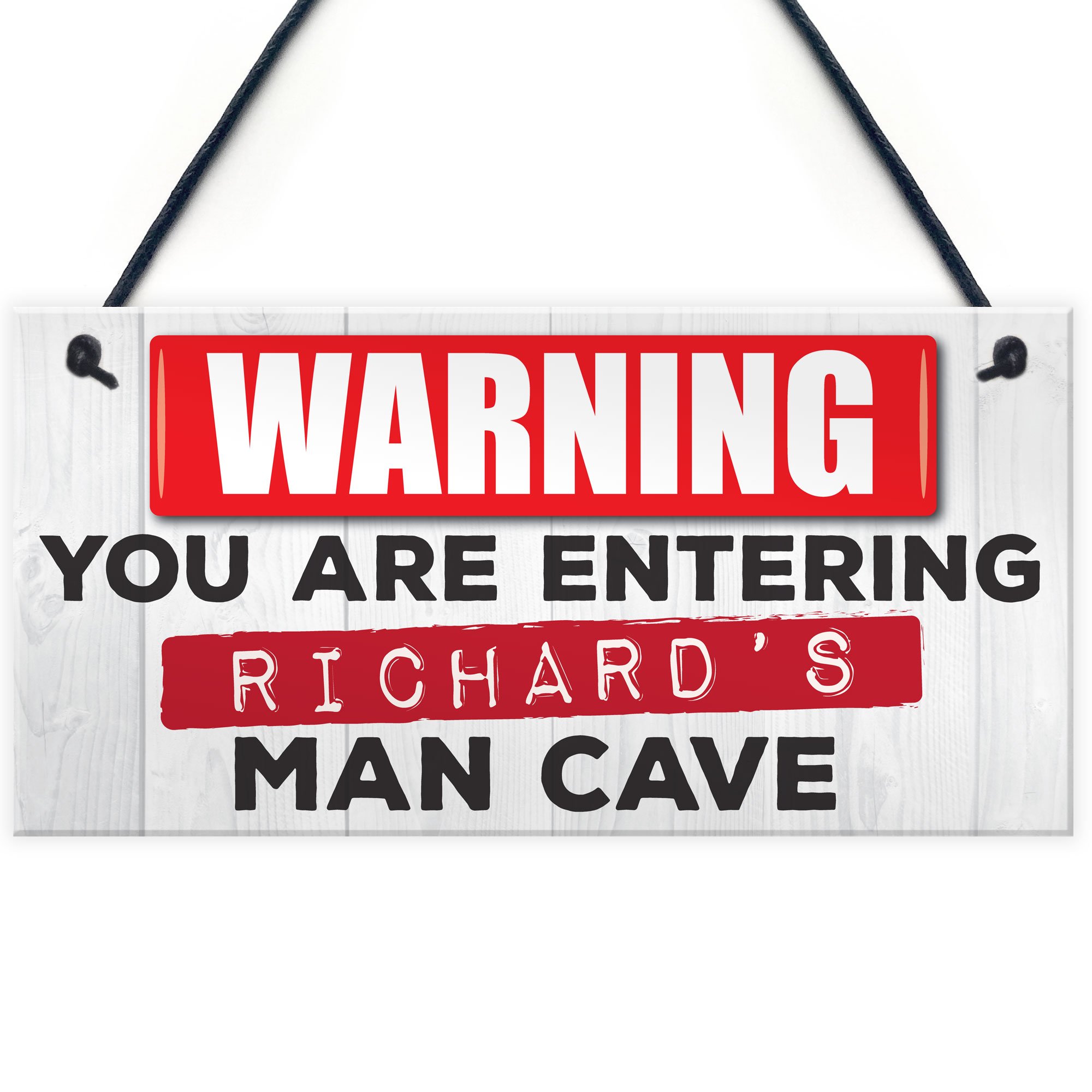 Red Ocean Personalised Warning You Are Entering Man Cave Hanging Plaque Shed Pub Bar Sign