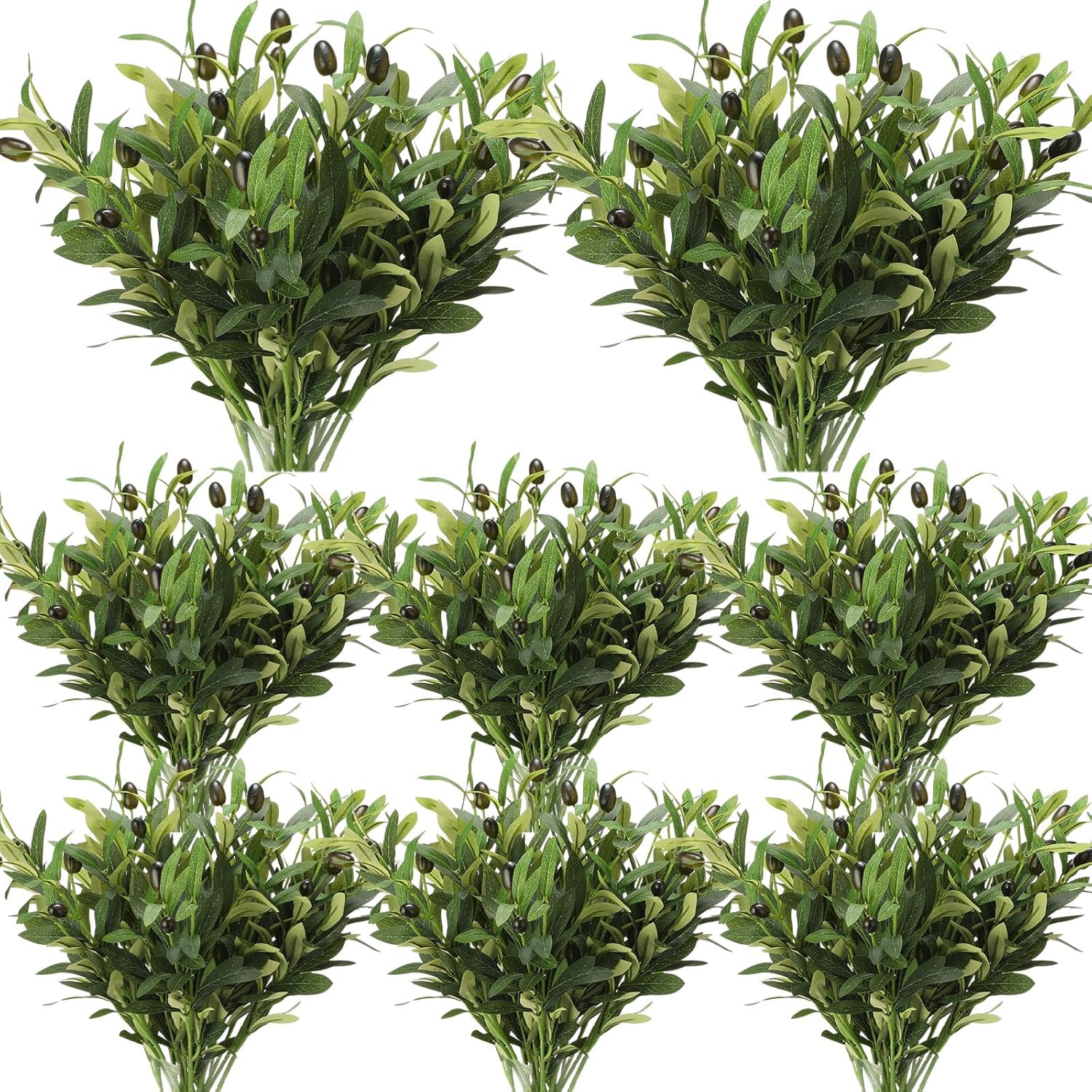 40 Pcs 18'' Artificial Olive Branches for Vases Faux Olive Branches Silk Plant Artificial Leaves Fake Fruits Tree for Tabletop Home Office Decoration