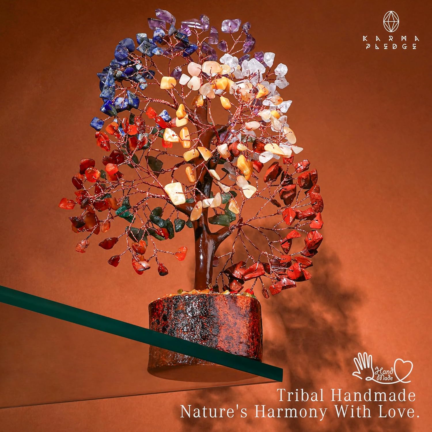 KARMAPLEDGE 7 Chakra Tree of Life for Manifestation Unique Birthday Gifts for Women, Men, Friends, Handmade Home Decor Healing Crystal Tree for Money, Good Luck, for Her, Mom & Dad - Image 6