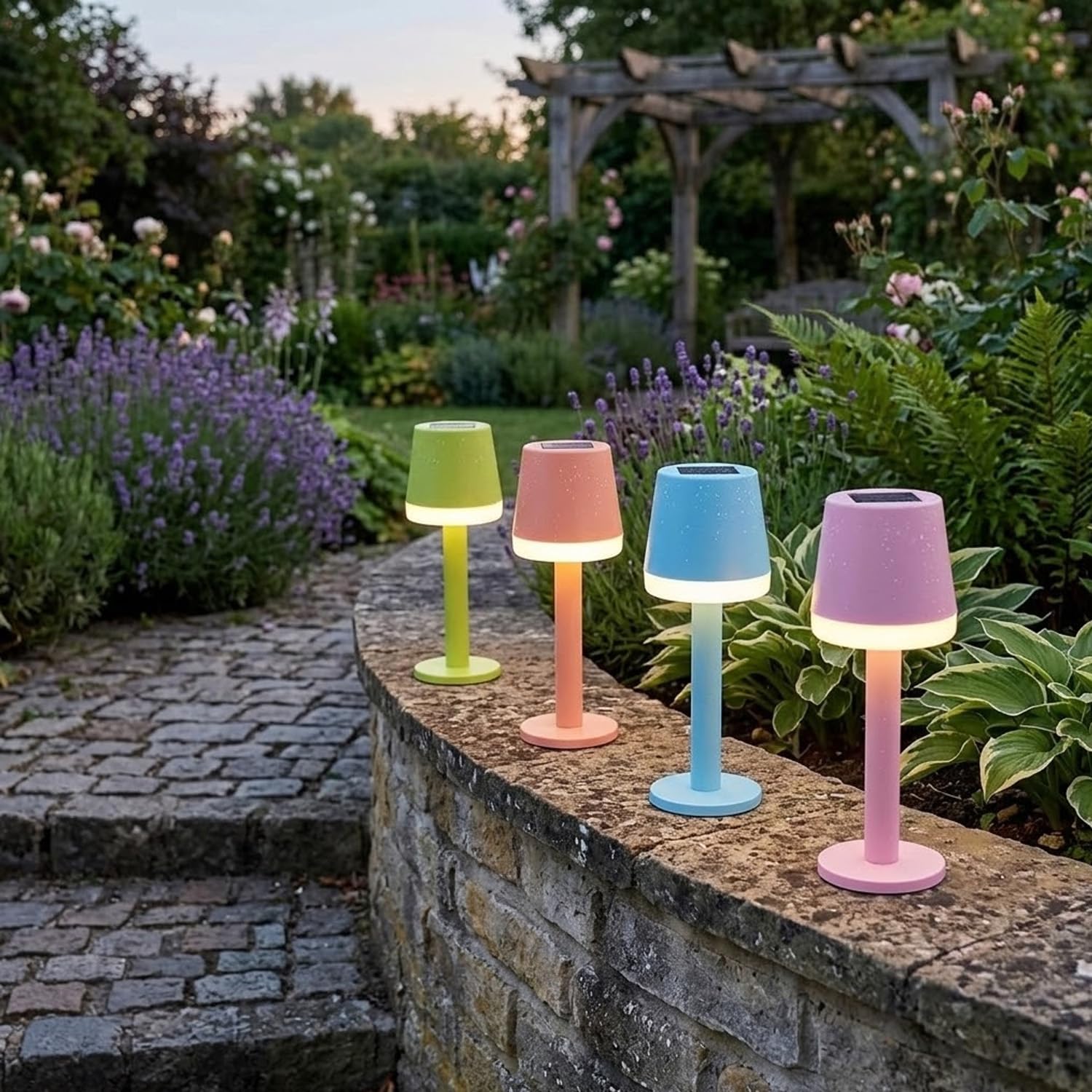 Solar Garden Lights Outdoor - 4-Pack Modern Minimalist Colourful LED Lamps