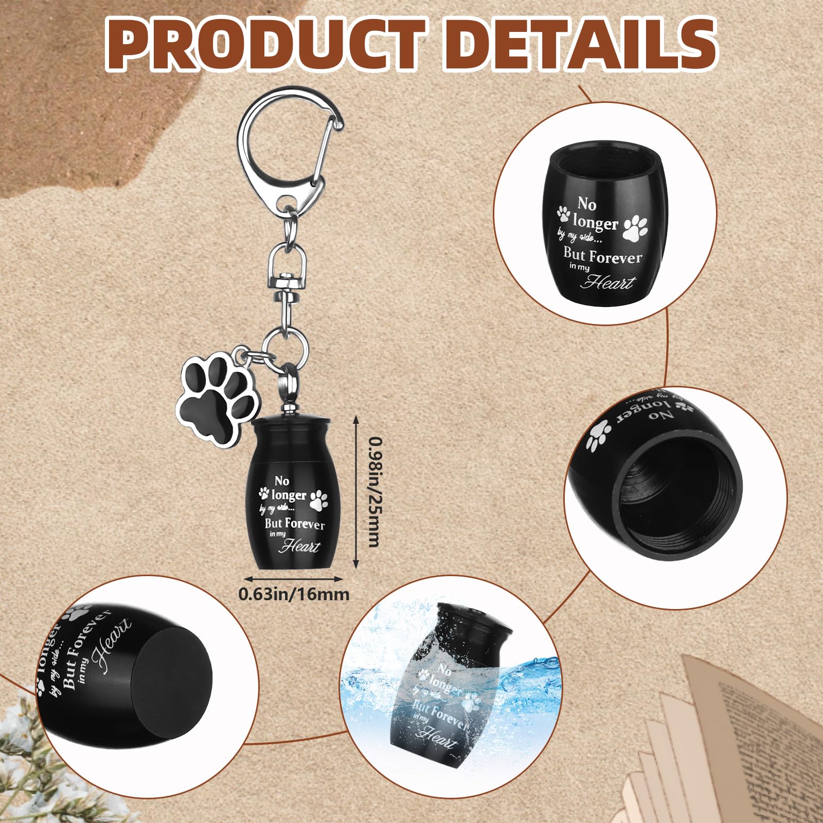 Kklolai 3 Pcs Dog Memorial Gifts for Loss of Dog Sets 4x6”Rotating Wooden Memorial Photo Frame with 8MM Rainbow Bridge Bracelet Pet Ashes Keepsake Keychain for Beloved Cats Dogs Bereavement Gifts - Image 3