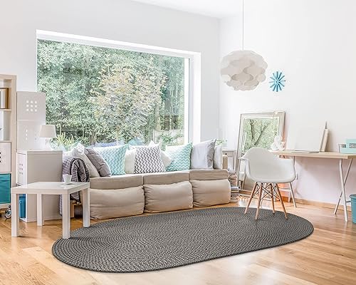 Vista 20 de DECOMALL Azure - Alfombras trenzadas para exteriores, alfombra ovalada para interiores, 3 x 5 pies, color gris