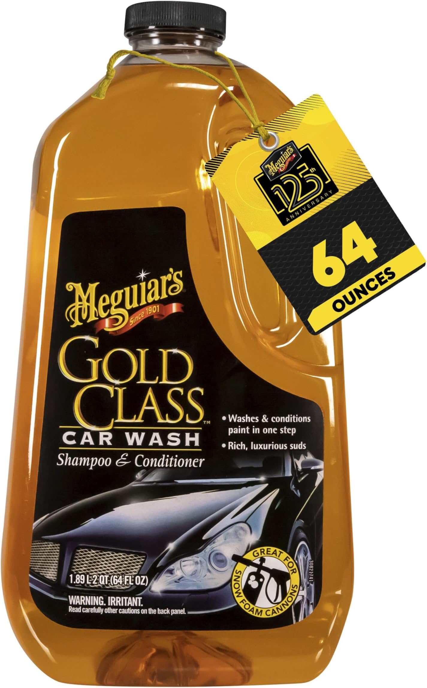 Meguiar's Gold Class Car Wash – Premium Foaming Auto Wash Soap, High Gloss Finish, Safe for Clear Coats, Deep Cleans without Removing Waxes, Car Detailing Supplies for Cars, Trucks & SUVs – 64 Oz