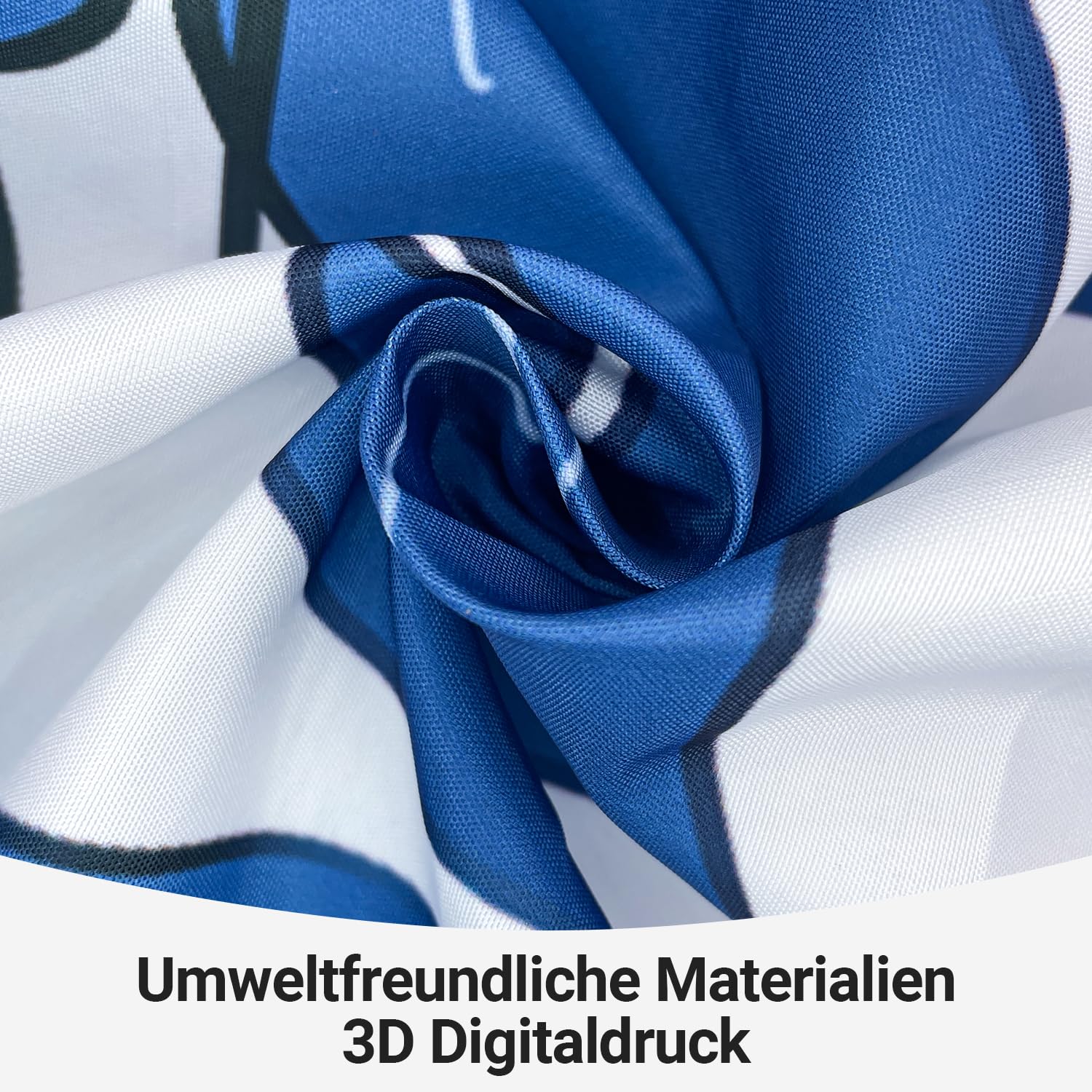 Lerores Shower Curtain, 180 x 200 cm, Blue Leaf, Weighted Hem, Anti-Mould Textile, Water-Repellent - Image 3
