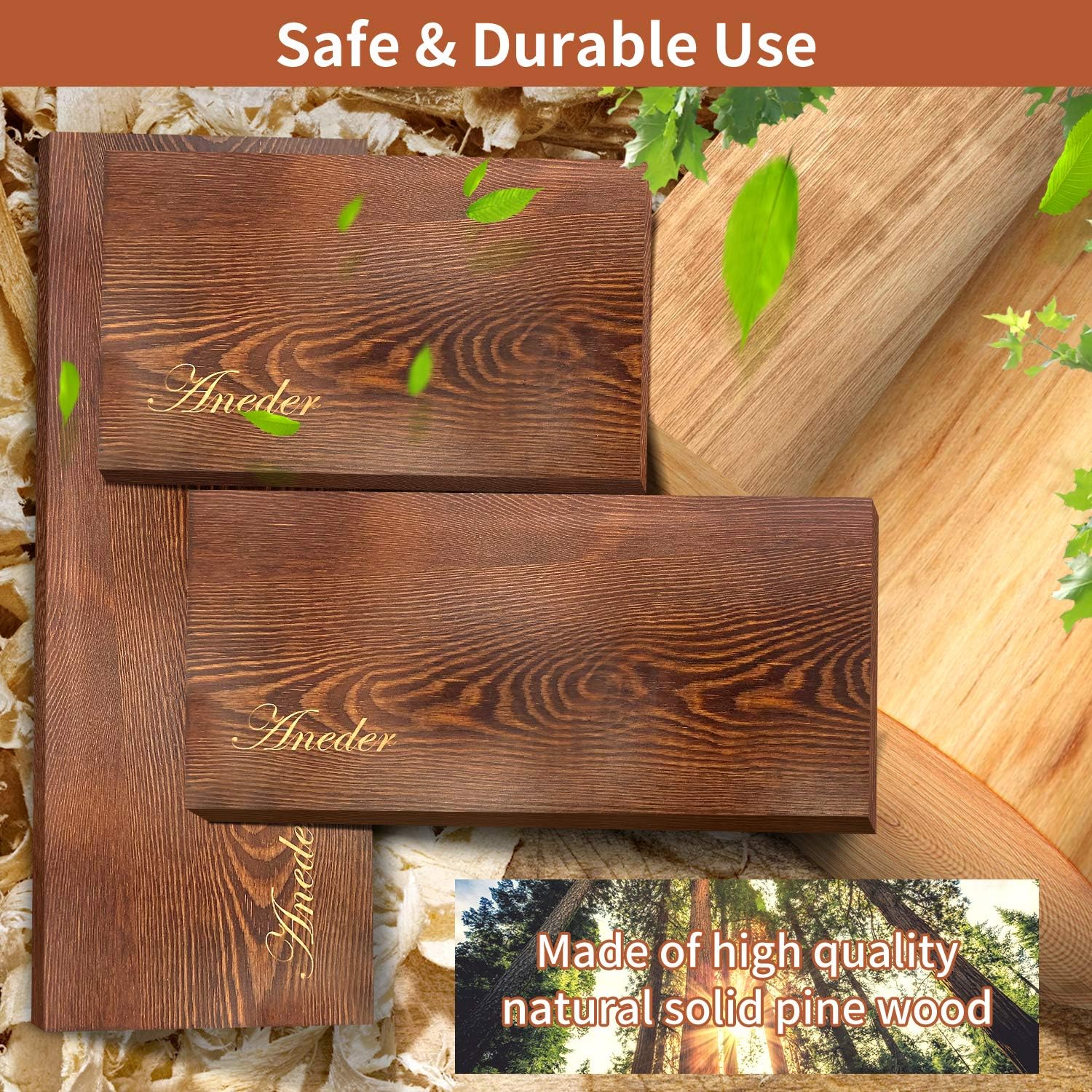 ANEDER Floating Shelves for Wall Set of 3, Rustic Wall Storage Shelf Heavy Duty Display Ledge Hanging Shelf Organizer for Bedroom, Living Room, Bathroom, Kitchen, Office