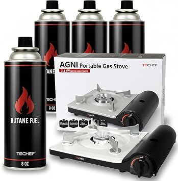 TECHEF - AGNI Portable Butane Gas Stove Burner, Made in Korea Stove + 4 Butane