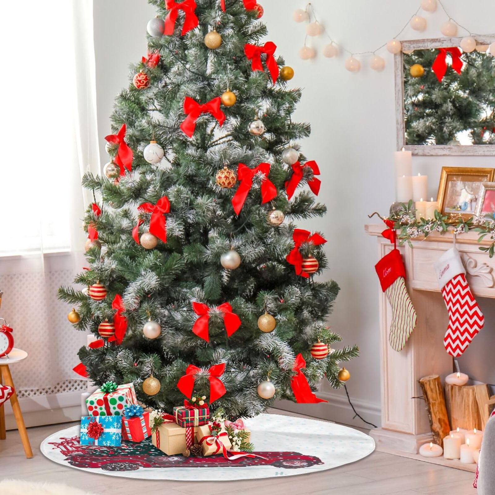 Gonna rossa per albero di Natale 90 cm, decorazione per albero di Natale, base per cuscino per albero di Natale, decorazione per interni ed esterni | Leroy Merlin
