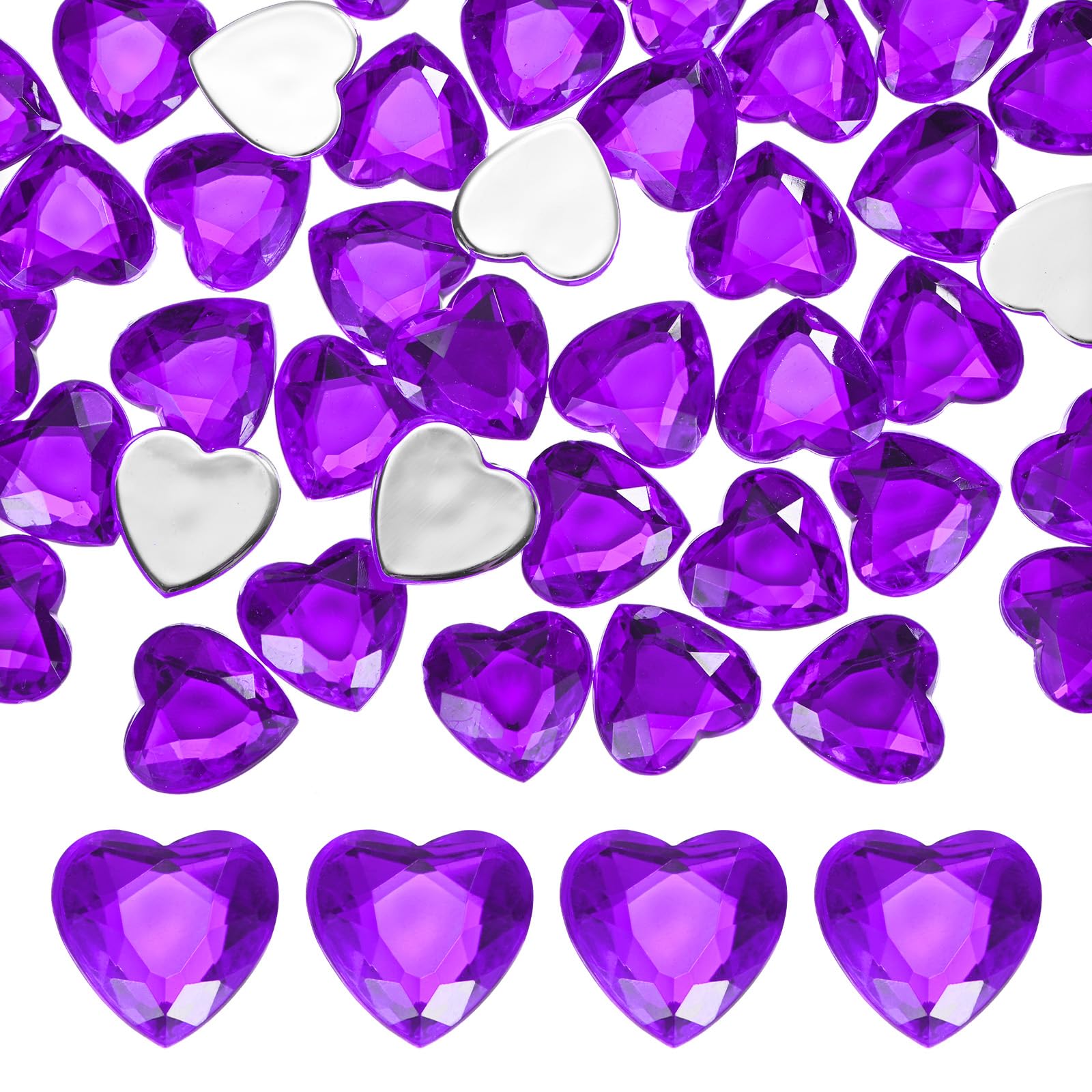 Gemas de corazón morado M METERXITY para bisutería y manualidades sin relieve fáciles de pegar