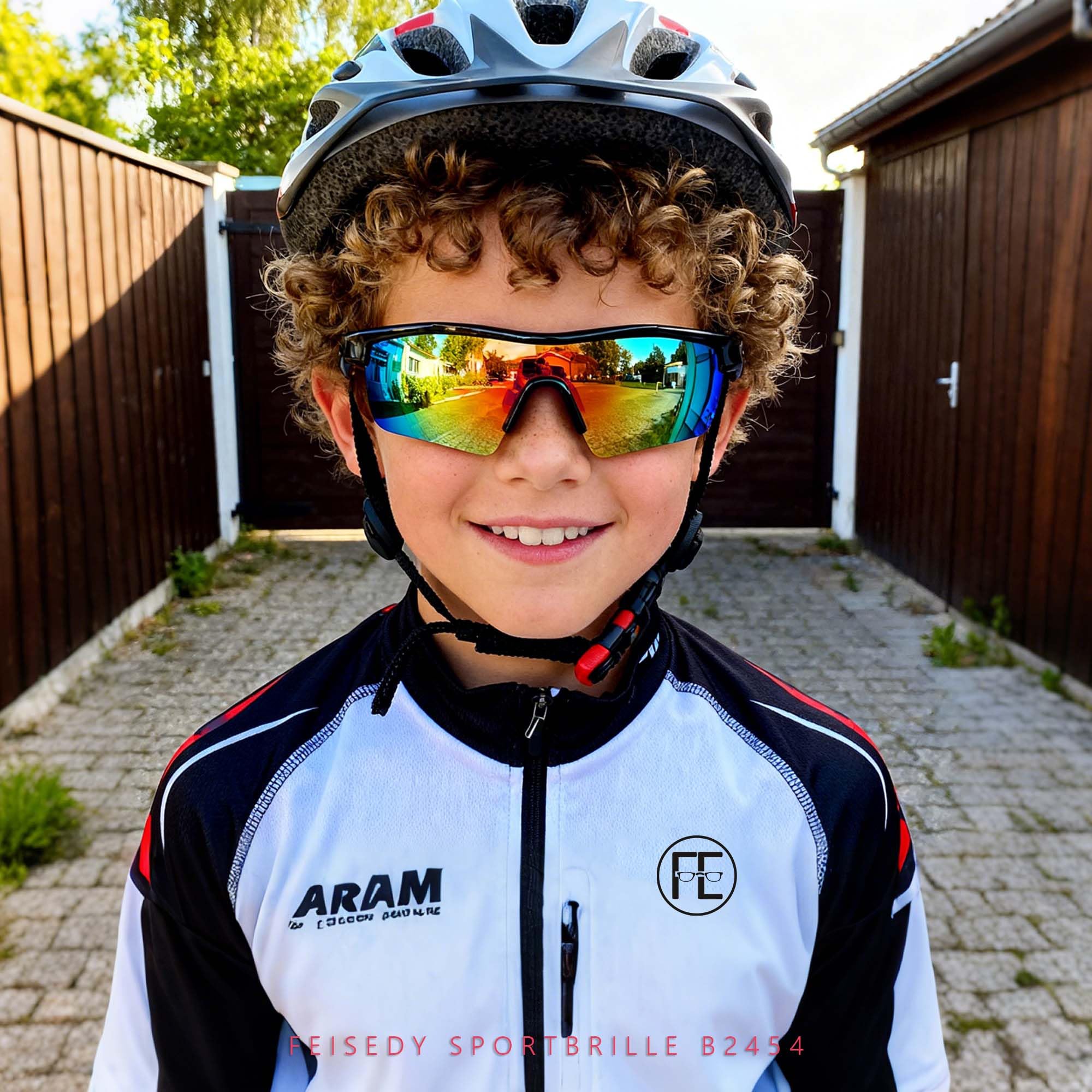 FEISEDY 2 Stück Sport Sonnenbrille Polarisierte UV400 (Kind + Erwachsen) B2372+B2454