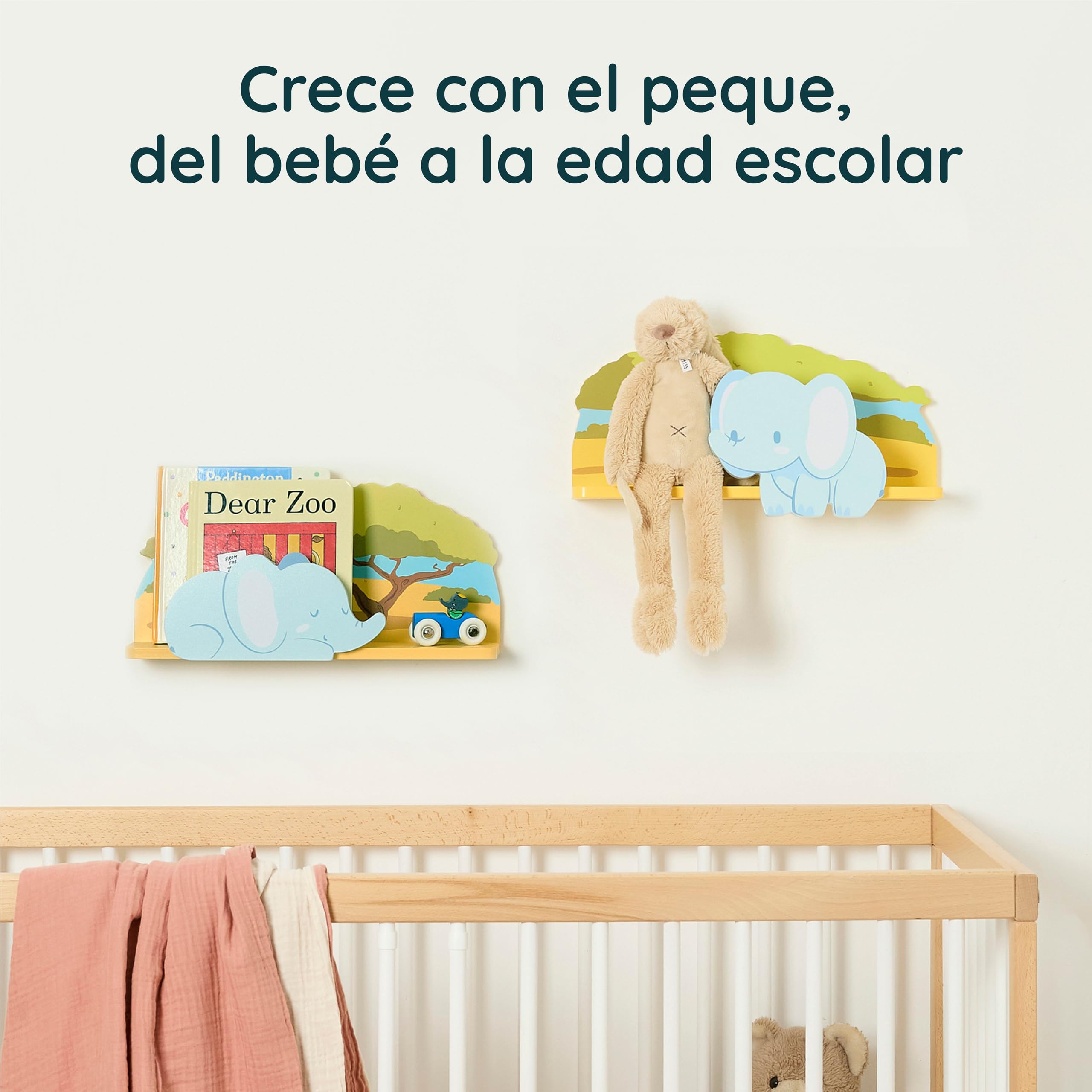 Twig & Leaf Estantería de Pared Infantil (Juego de 2), Madera Maciza, Flotante para Libros y Juguetes, diseño escandinavo, decoración de Pared Montessori y para habitación de bebé