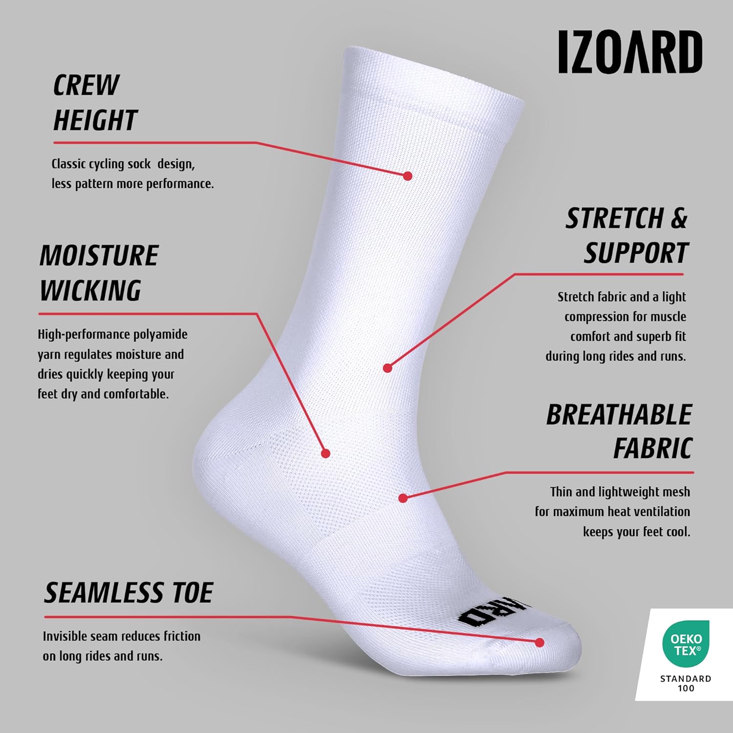 Performance Cycling Socks – Compression, Moisture-Wicking Crew Bike Socks - Image 4