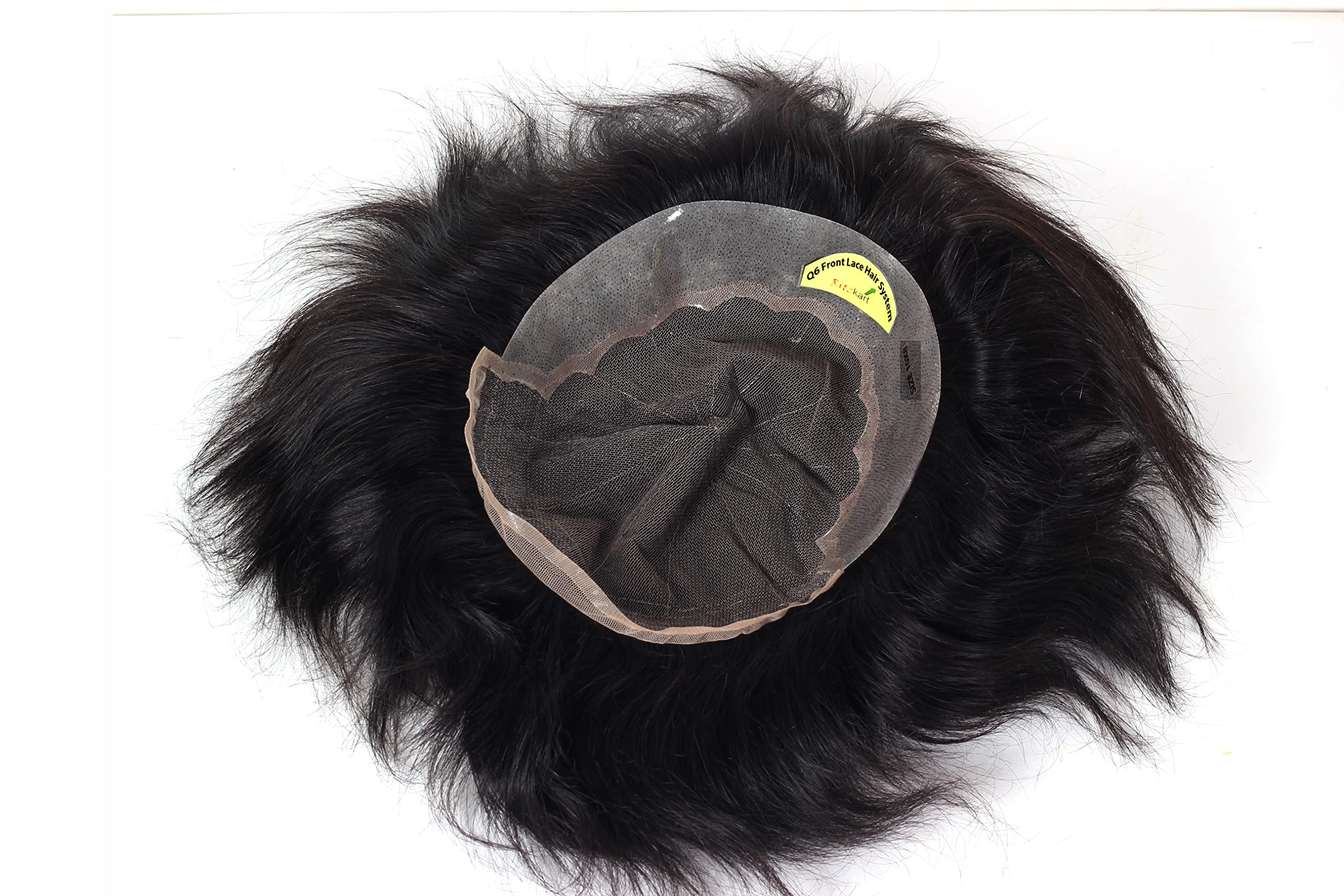 Ritzkart Q6 Hair Patch Front hair Line Clear PU base back lace French Black Men Straight hair wig (8x6)