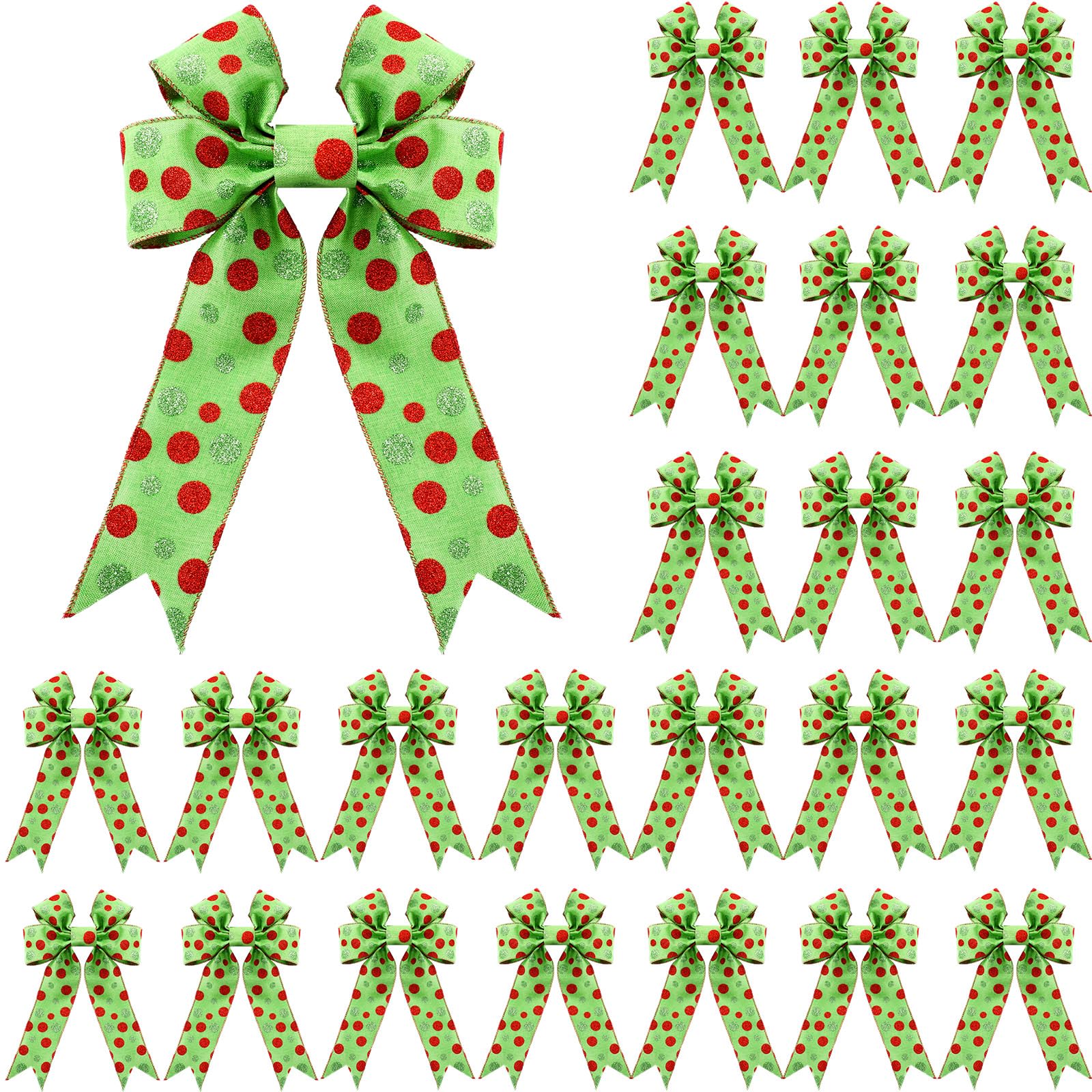 Jexine Lot de 24 nœuds en ruban pour couronne de Noël - 17 x 14 cm - Pour intérieur et extérieur - Pour sapin de Noël, cuisine, cadeaux, fêtes, décorations de vacances (style fantaisie, toile de jute)
