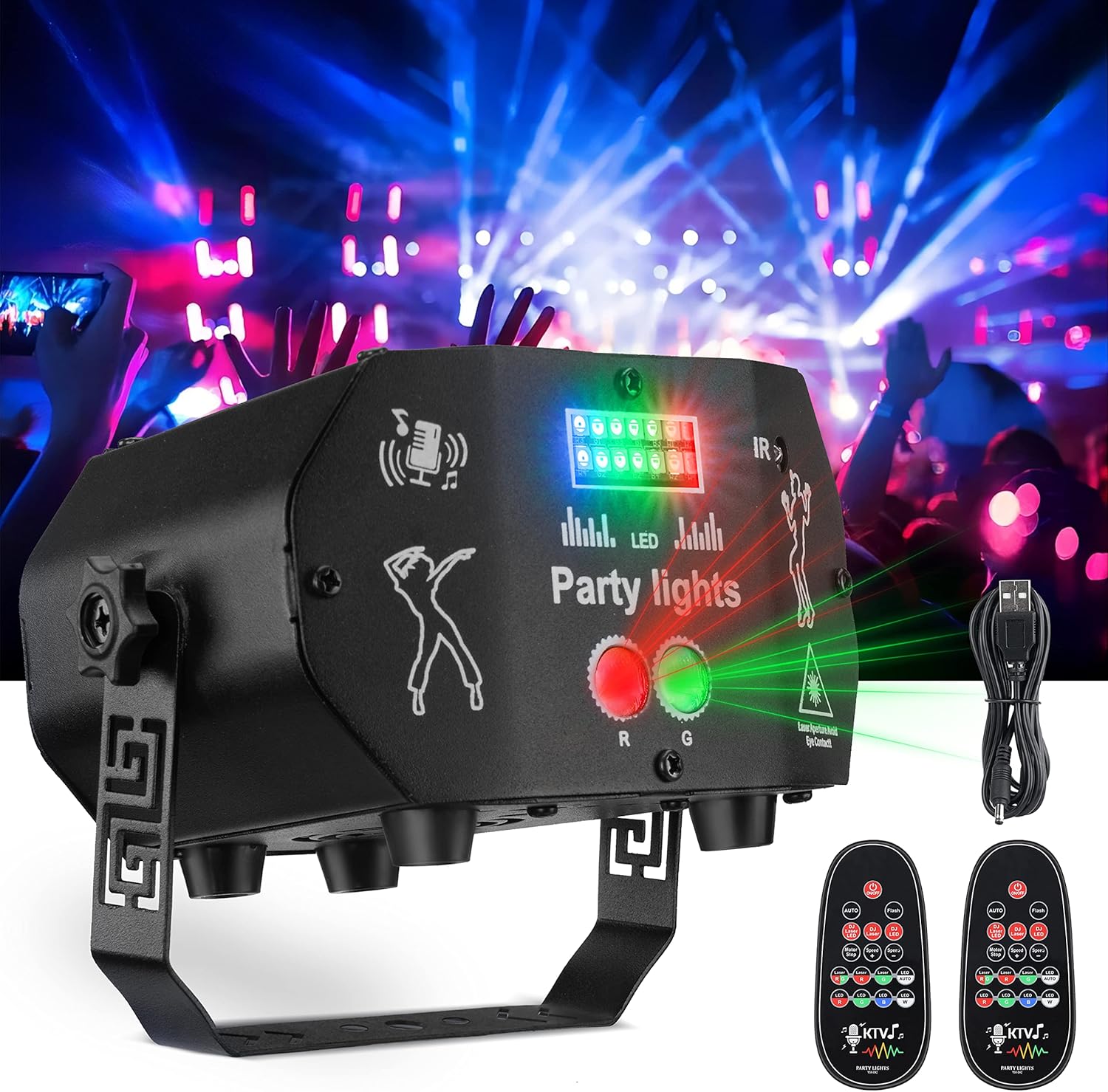Vangoa party lights with 60 patterns and 2 remotes
